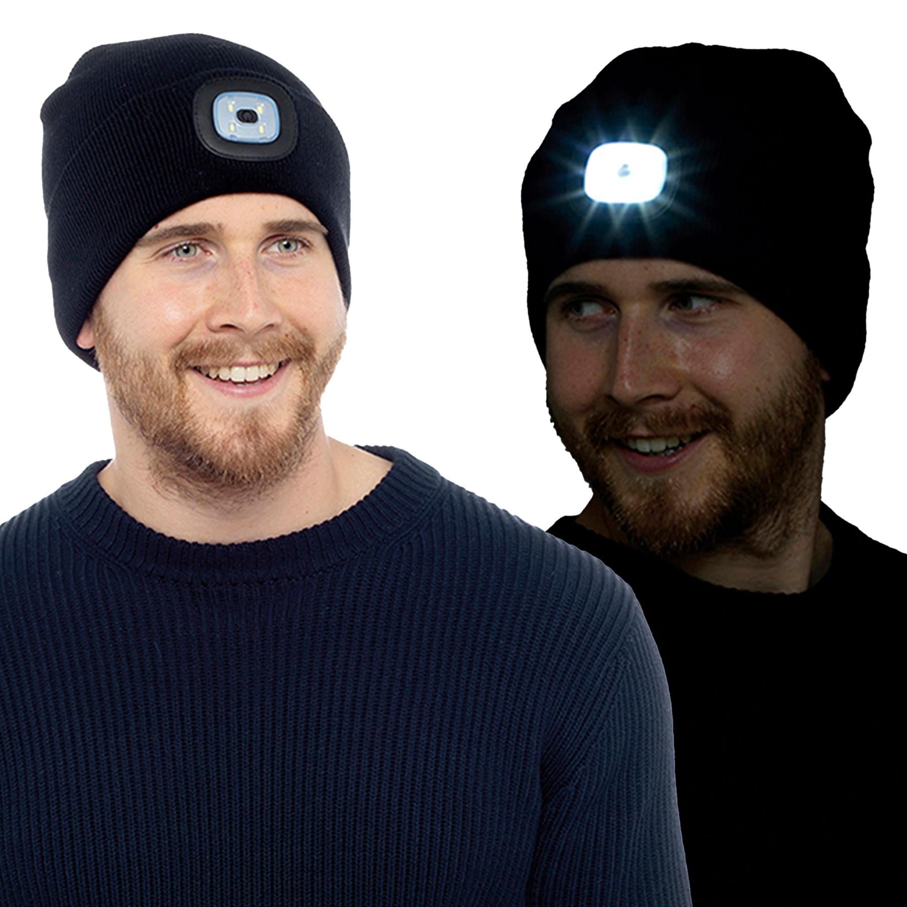 A2Z Mens LED Hat Thinsulate Knitted Beanie Light Up USB Rechargeable LED Caps