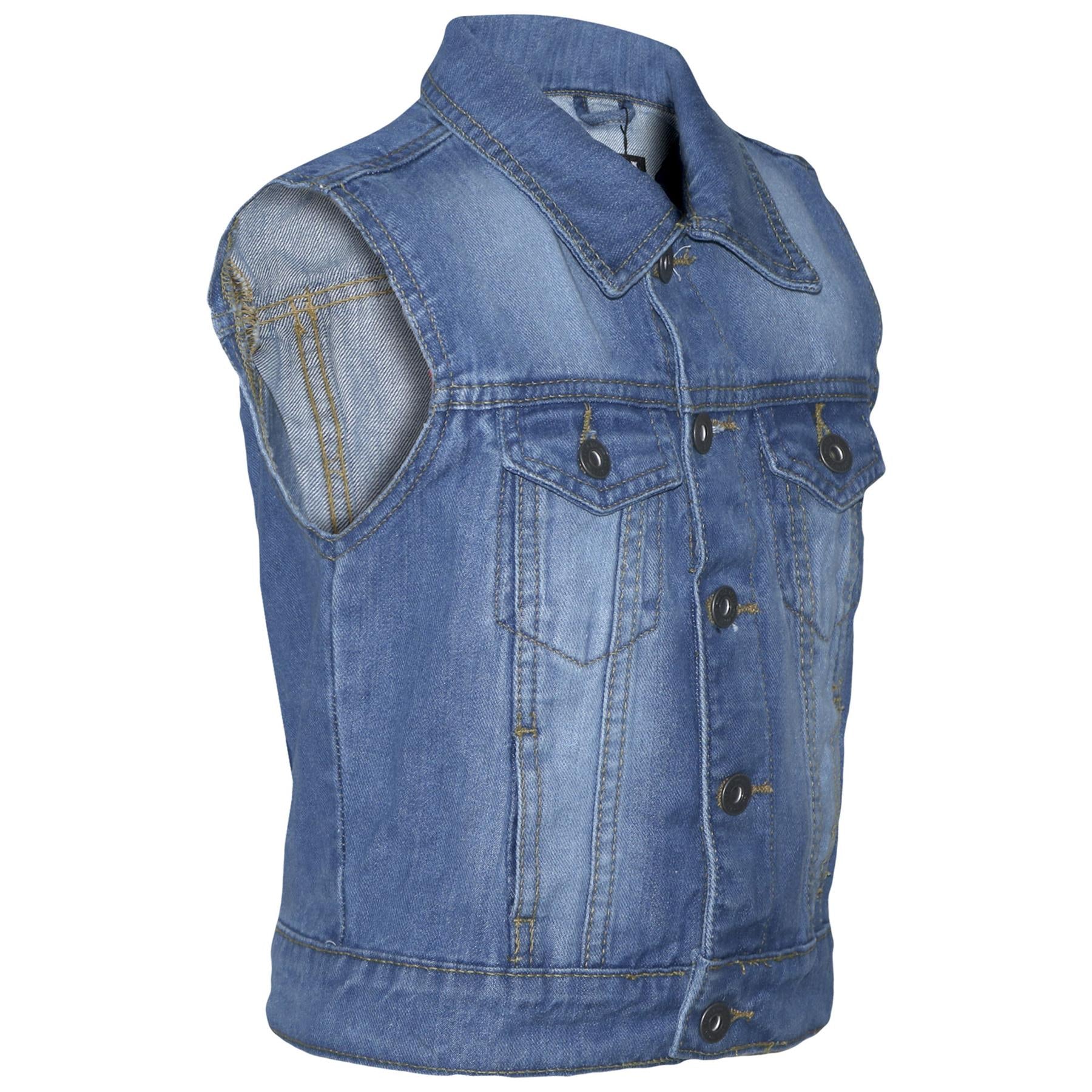 Kids Boys Denim Jacket Jeans Gilet Faded Sleeveless Coats Age 3-13 Years