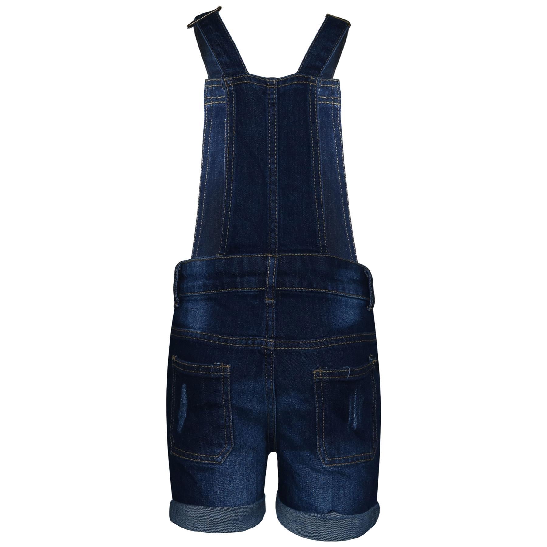 A2Z 4 Kids Girls Shorts Dungaree Denim Ripped Jeans All In One Jumpsuit Playsuit