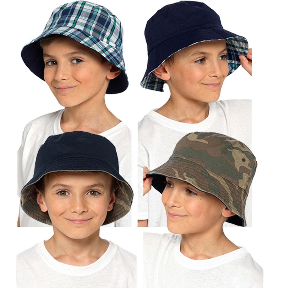 Kids Reversible Bucket Hat Summer Foldable Cotton Sun Protection Hiking Hat