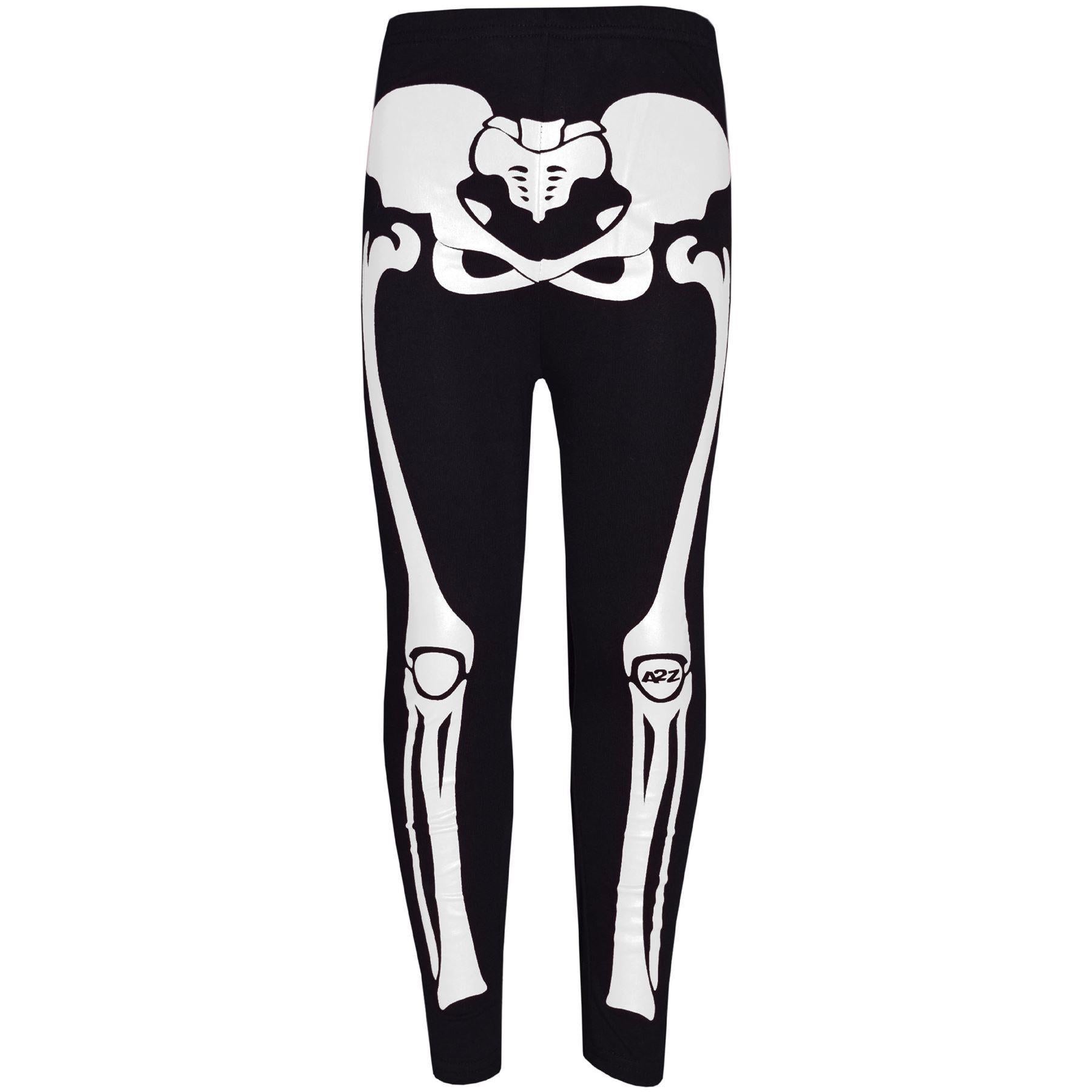 Kids Girls Skeleton Print Halloween Costume Set