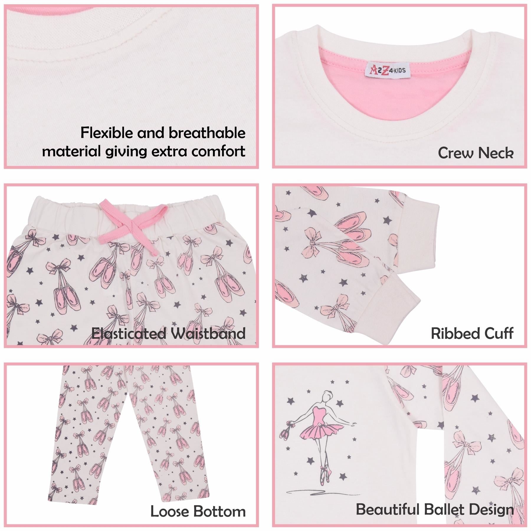 A2Z 4 Kids Girls Pyjamas Traditional PJS Pyjama Long Sleeve Sleepwear Sets