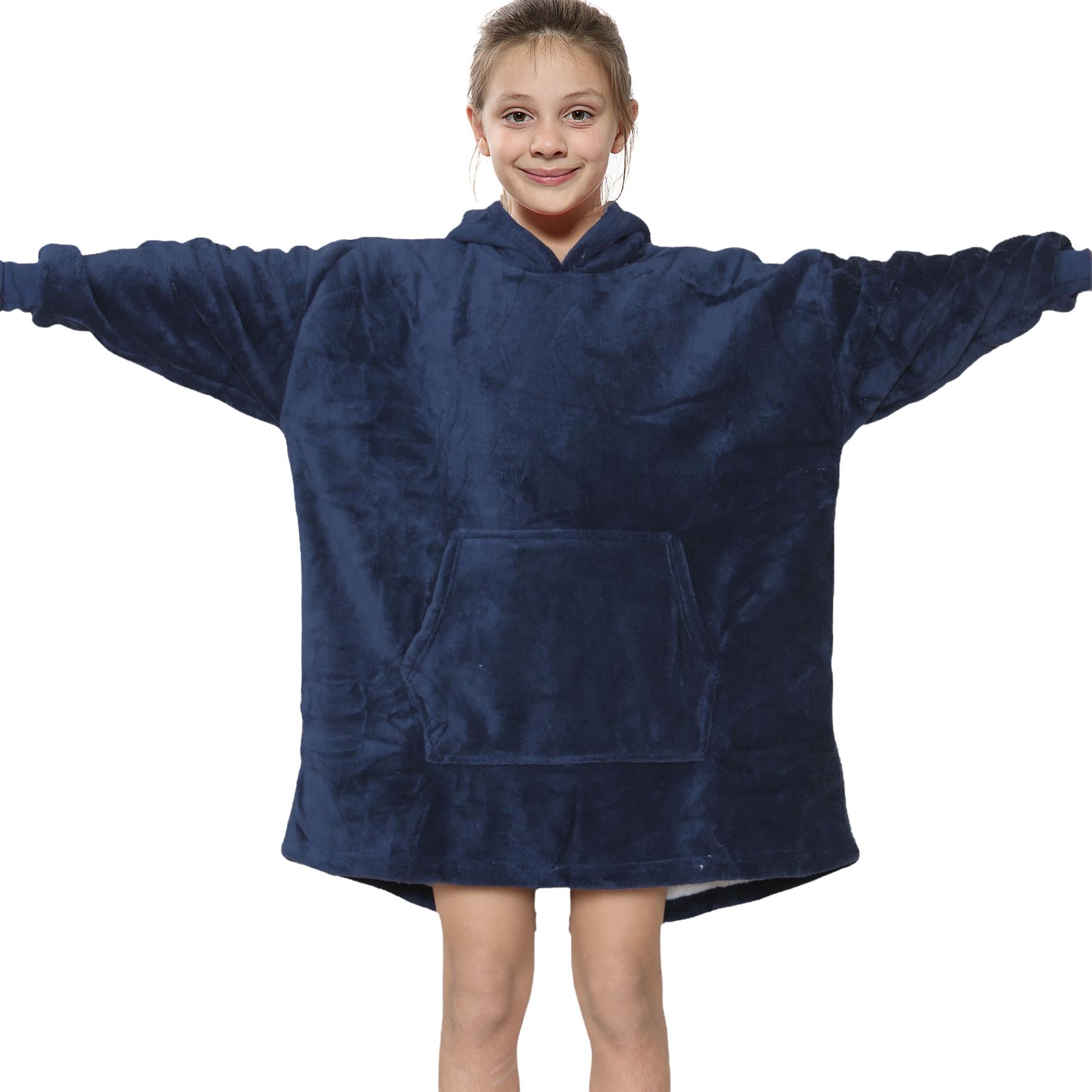 Kids Girls Boys Soft Oversized Hoodie Snuggle One Size With Sherpa Fleece Lining