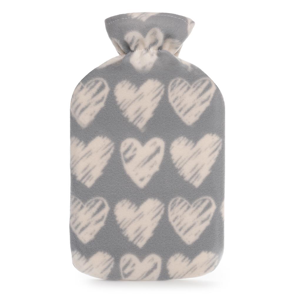 A2Z Hot Water Bottle Diamonds Hearts Fleece Cover 2 Liter Bottles Heat Therapy