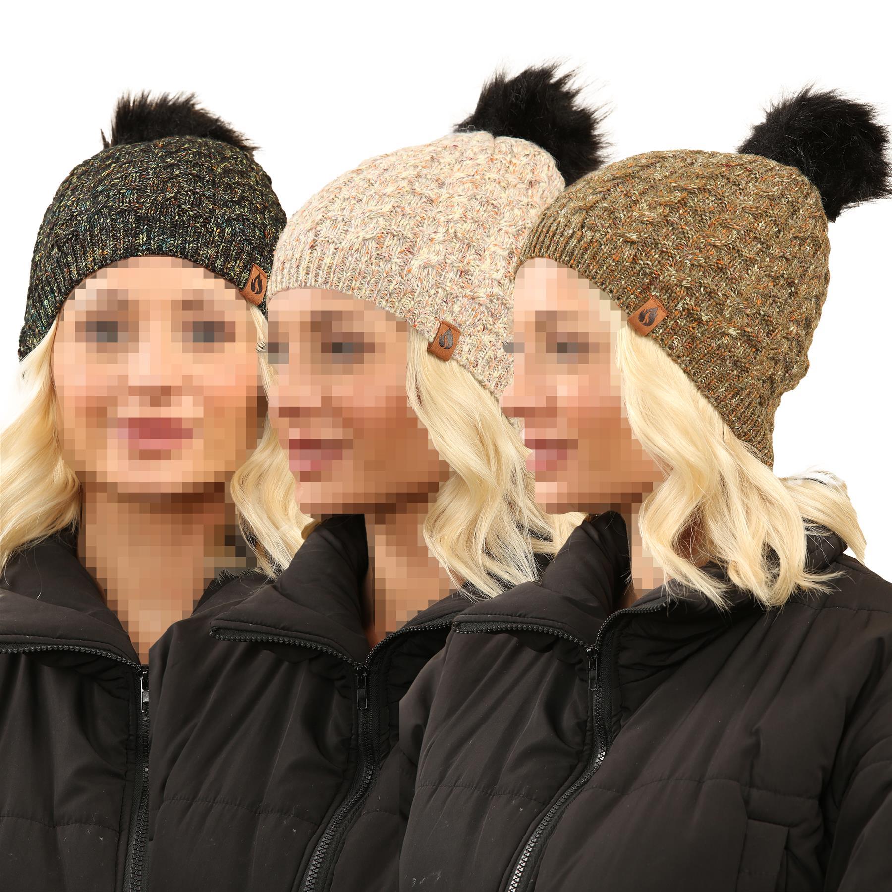 A2Z Ladies Hats Cable Knit Bobble Beanie Pom Pom Winter Warm Soft Cosy Caps