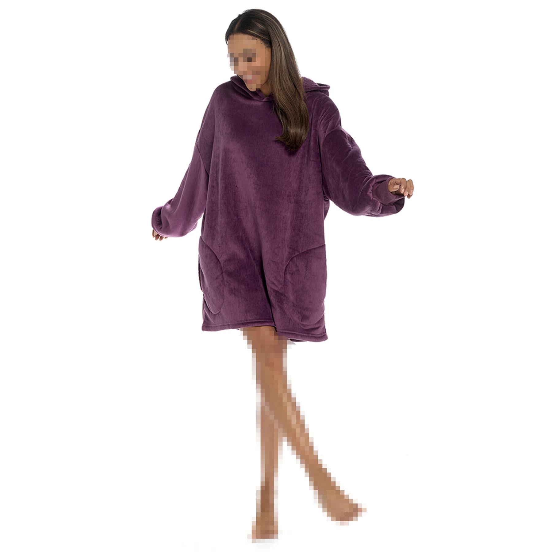 Womens Oversized Hoodie Blanket Plush Sherpa Soft Touch Flannel Fleece Snuggle