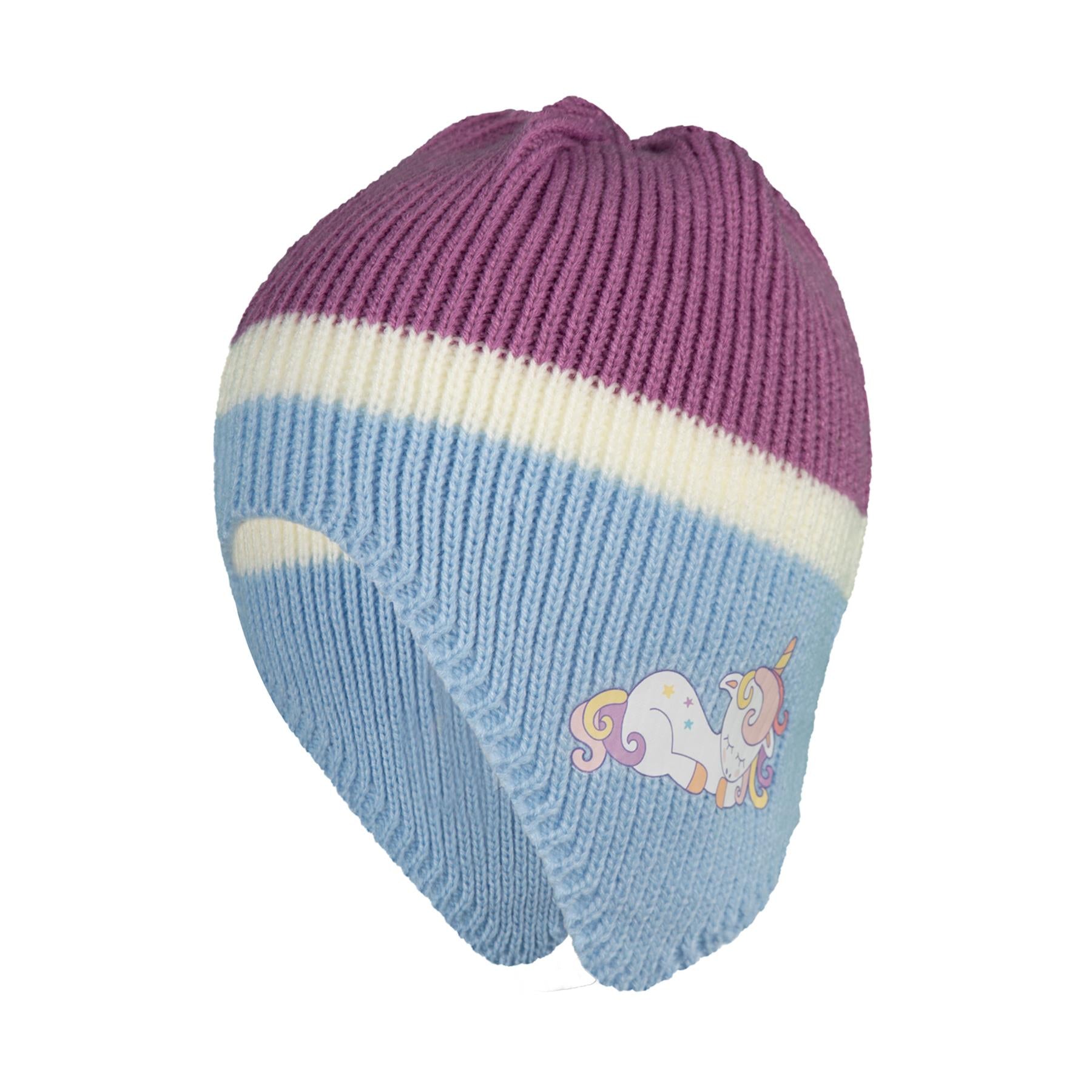 Kids Girls Hat Scarf Gloves Set Winter Warm Knitted Scarf Beanie Ear Flap Cap