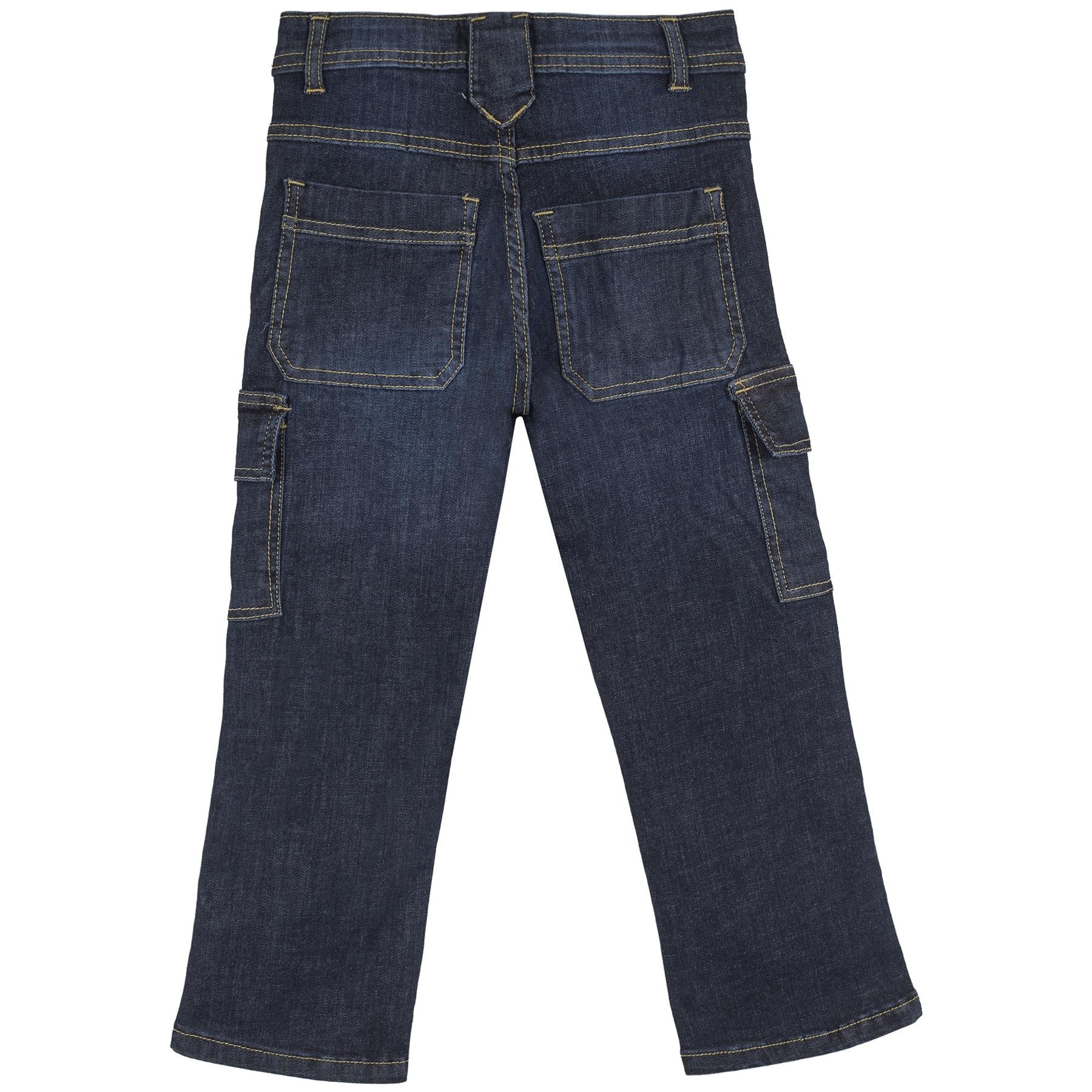 Kids Boys Cargo Denim Pant Dark Blue 6 Pocket Denim Jeans Stretchy Comfort Pant