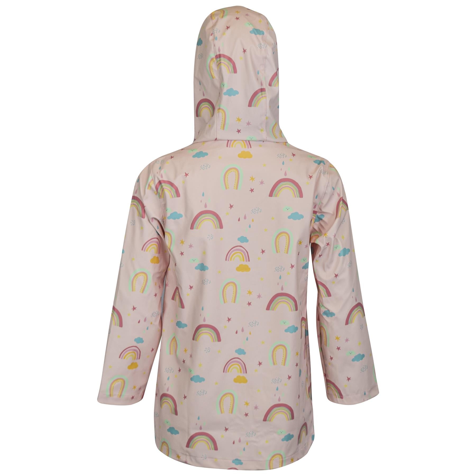 Kids Girls Rainbow Raincoat Wind Resistant Lightweight Hooded Waterproof Jackets