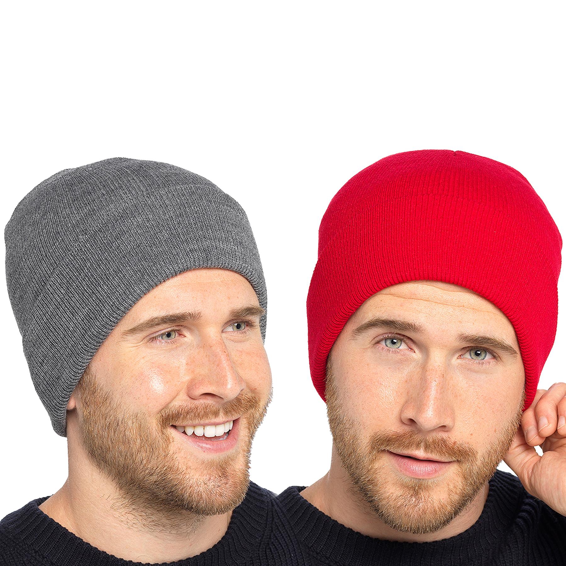 A2Z Mens Hat Plain Knit Beanies Turn Up Soft Feel Winter Warm Cozy Caps Hats