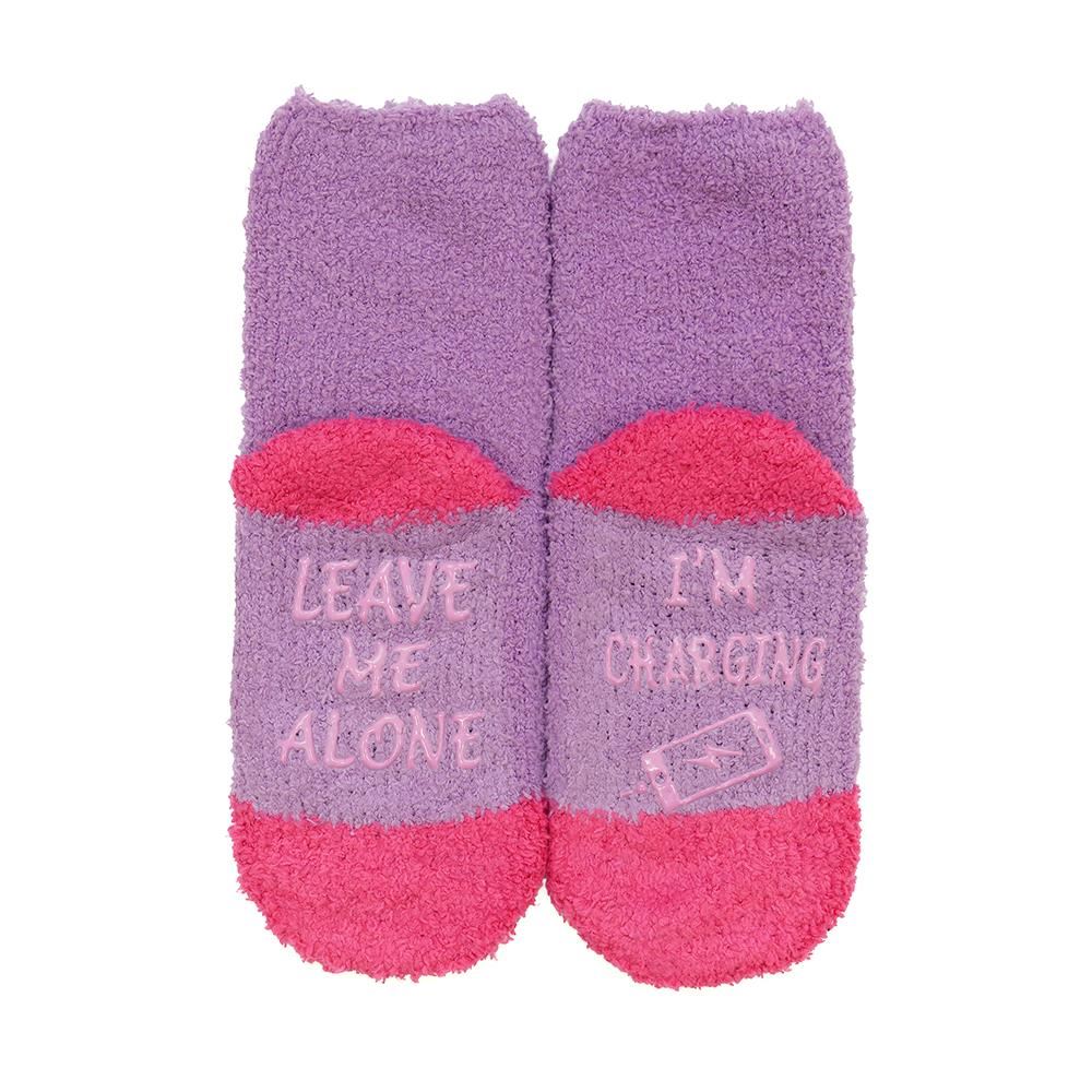 Kids Girls Novelty Cosy Socks Super Soft Funky Winter Slogan Sole Gripper Socks