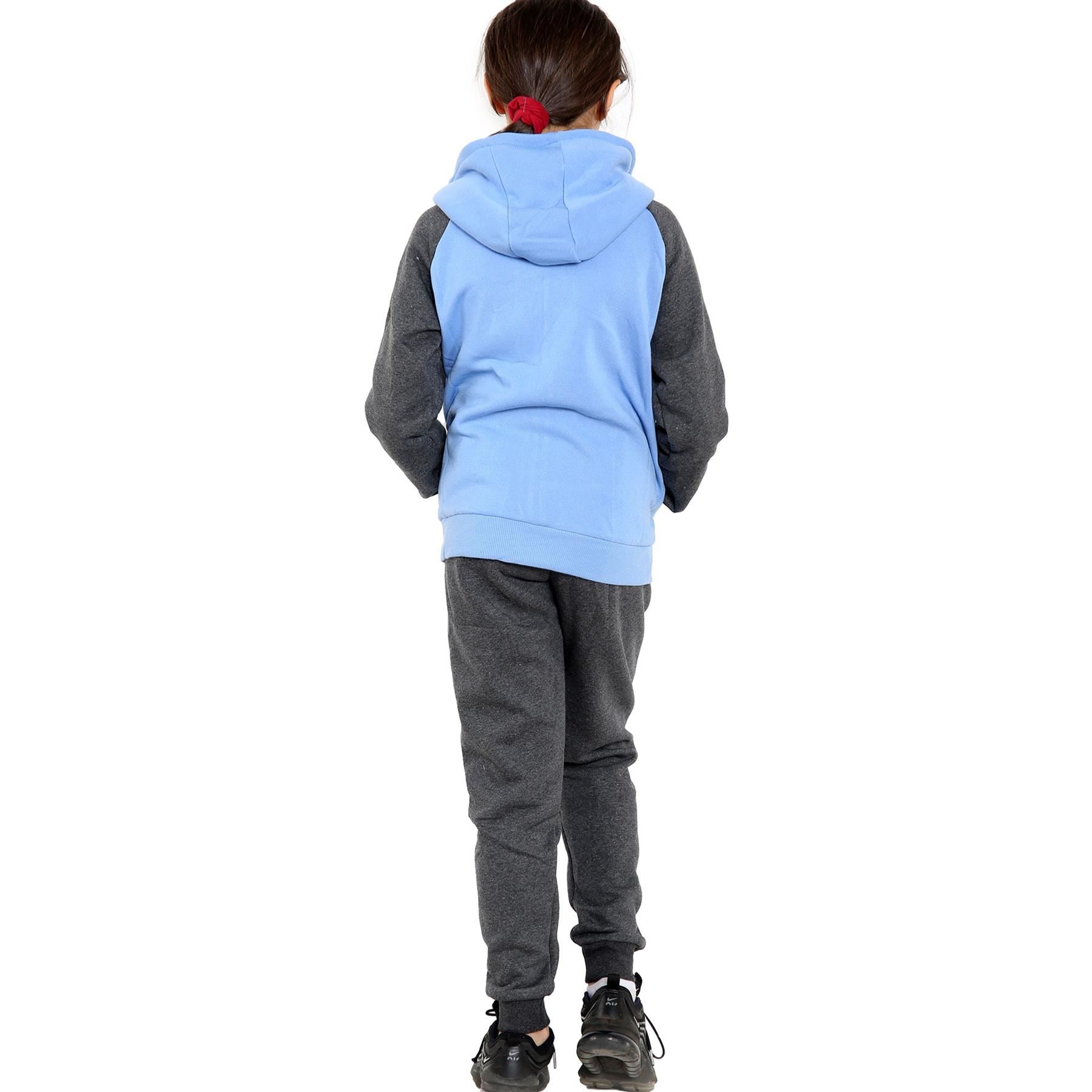 Kids Girls Love Print Hooded Zipper Hoodie & Bottom Jogging Suit