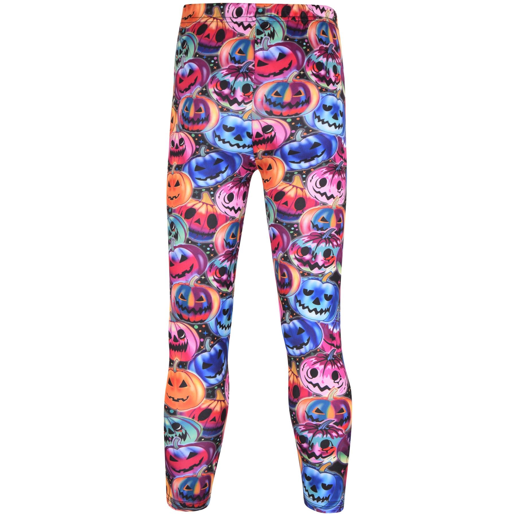 Girls Spider Web Skull Print Halloween Legging