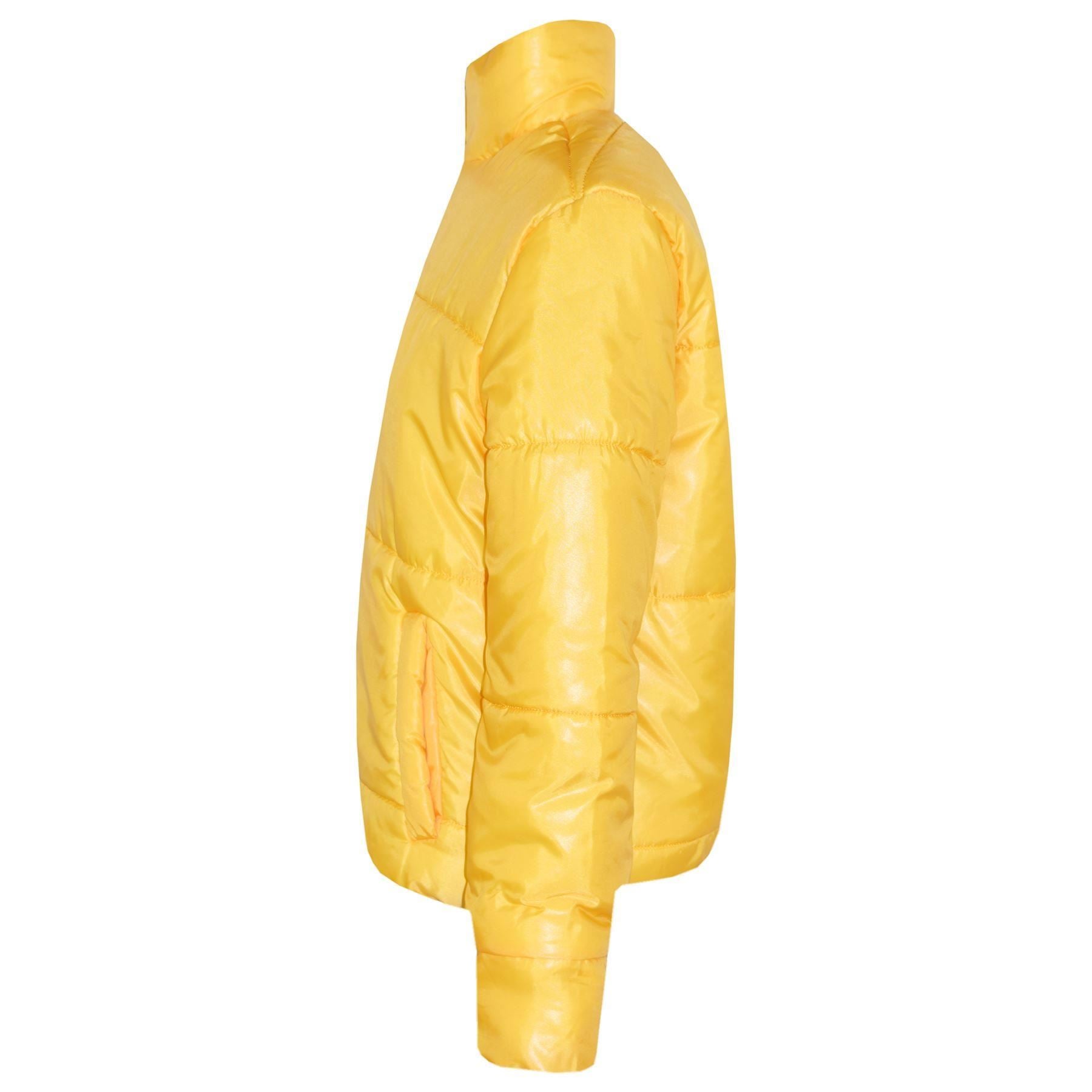 Girls Mustard Wetlook Padded Quilted Puffer Jacket
