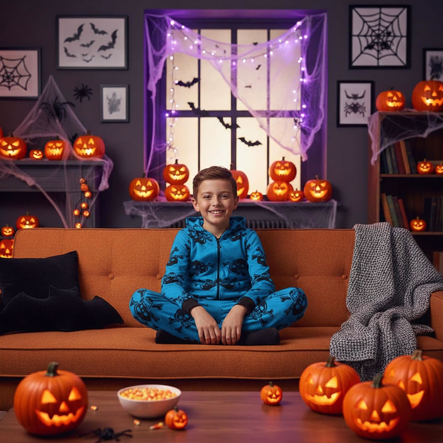 Kids Girls Boys One Piece Halloween Print Onesie