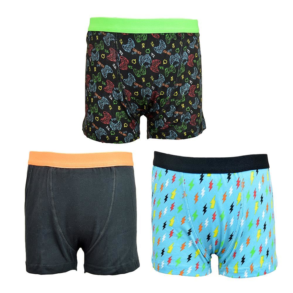 A2Z 4 Kids Boys Trunks Pack Of 3 Football Gaming Knickers Cotton Mix Underpants