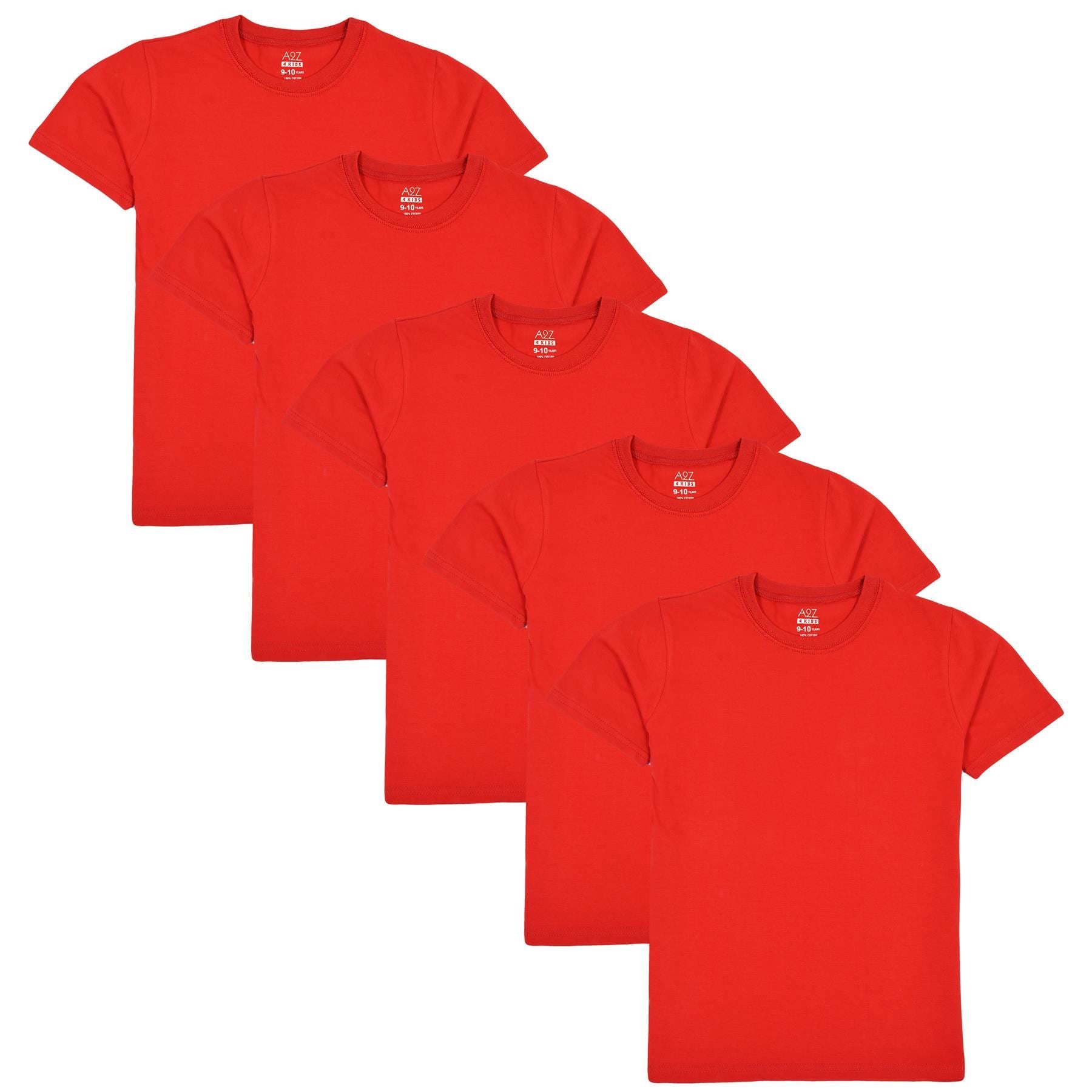 Girls Boys Pack Of 5 Plain PE School T Shirts Lightweight Summer Soft Feel Top
