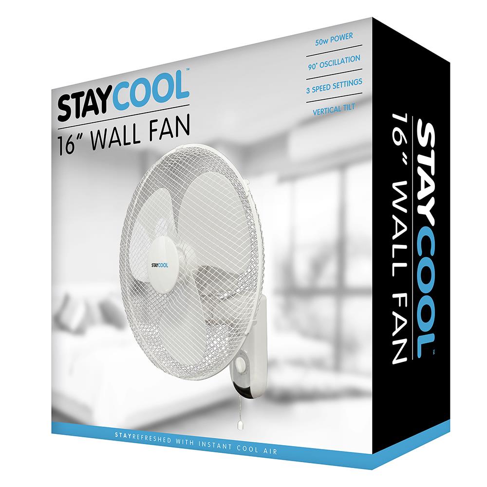 A2Z Cooling Wall Fan 3 Speed Settings Vertical Tilt Safety Grill Wall Mountable