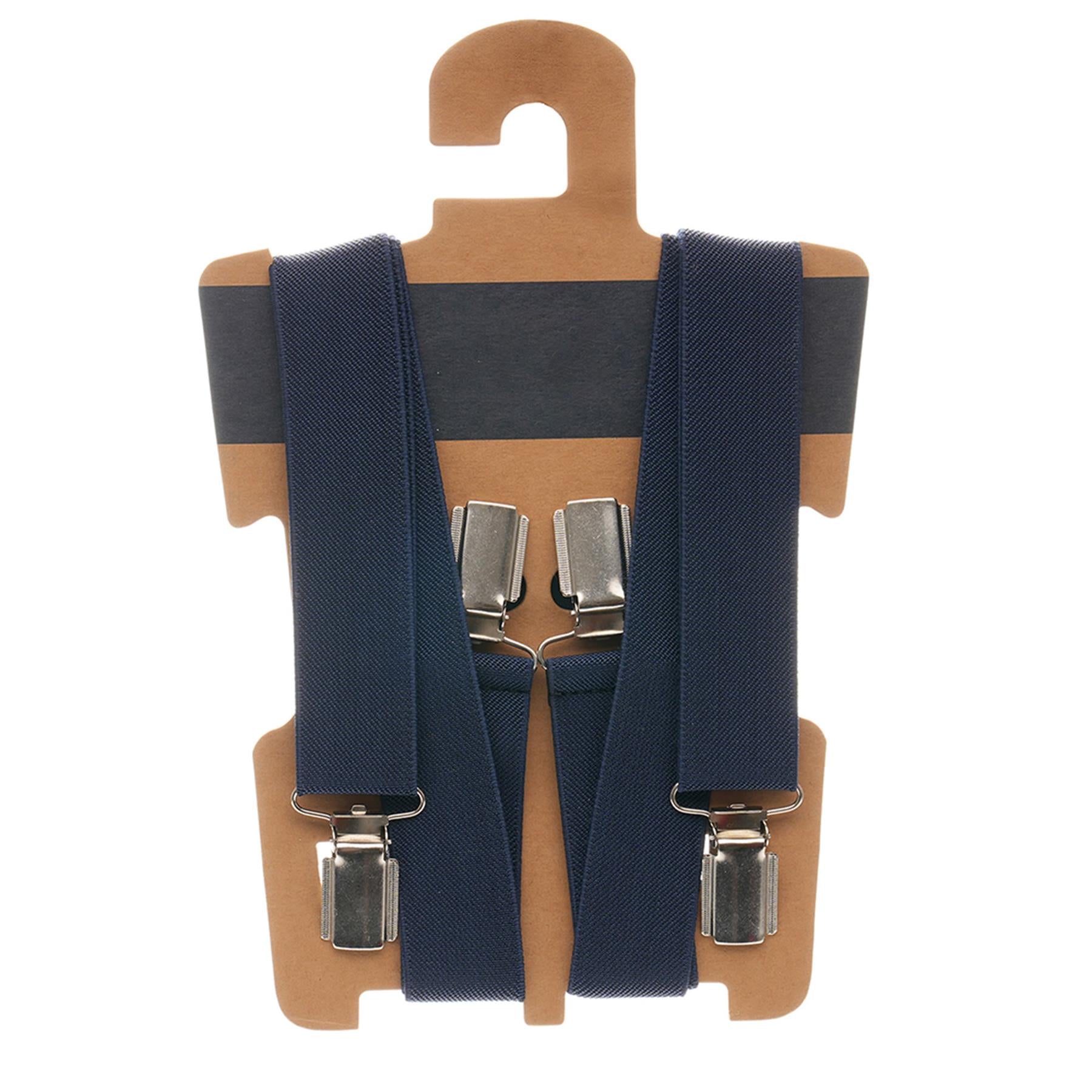 Mens Adjustable Elastic Braces With 4 Strong Metal Clips Heavy Duty Suspenders