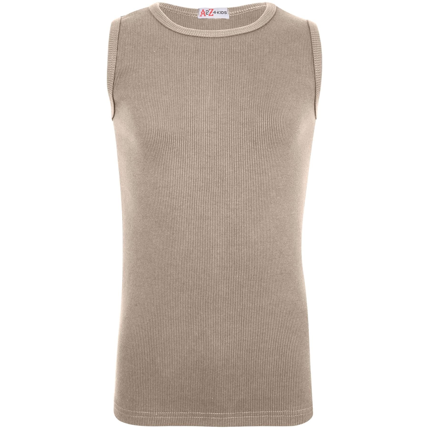 Kids Girls Boys Childrens Vest Top Tank Top Fitted 100% Rich Cotton 2-13 Years