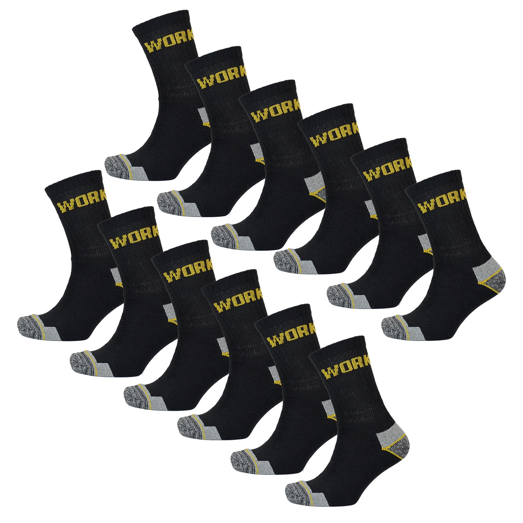 A2Z Mens Workwear Cotton Blend Comfortable 3, 6 or 12 Pack Outdoor Boot Socks