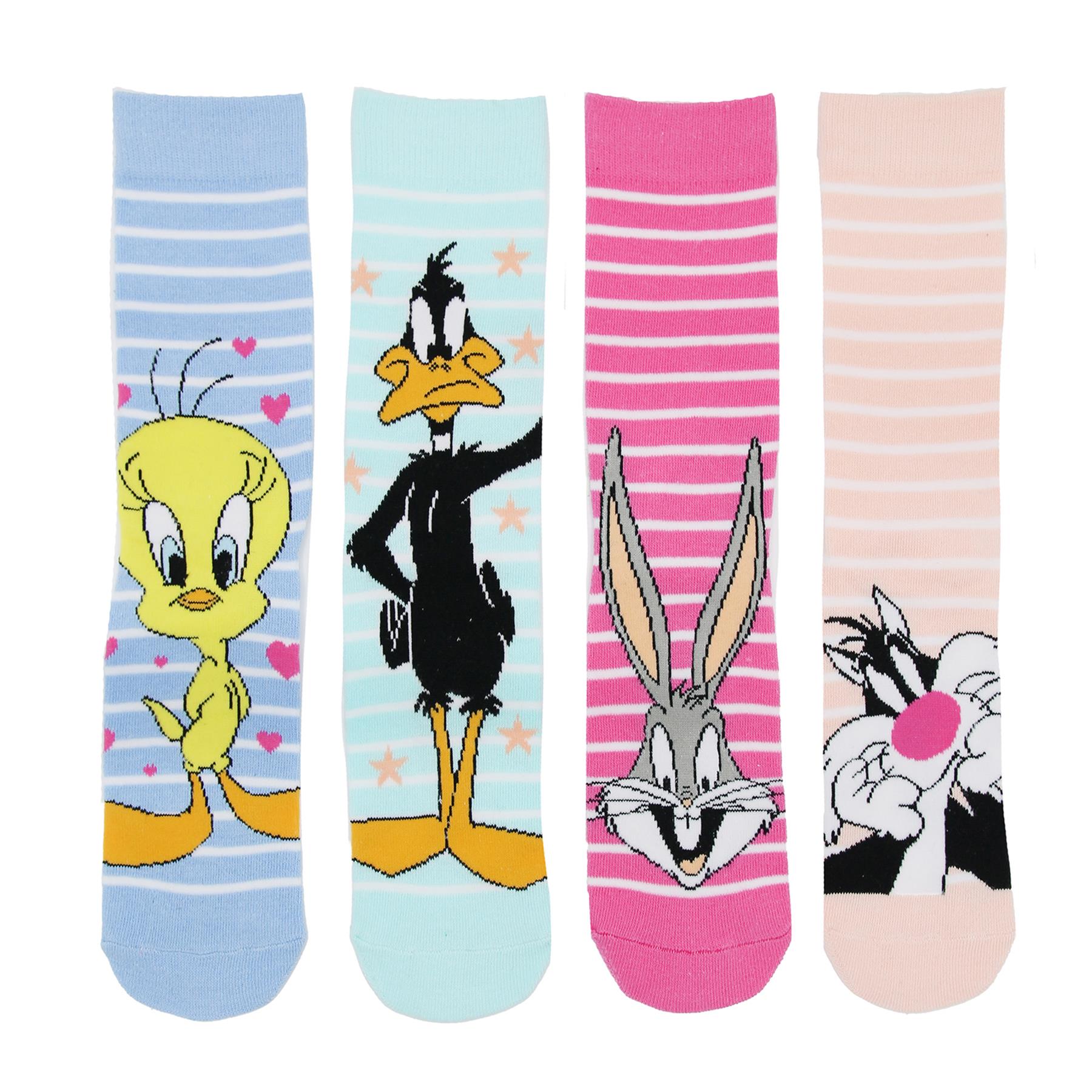 Womens Socks 4 Pack Looney Tunes Ankle Socks Officially Licensed Footwear Sock