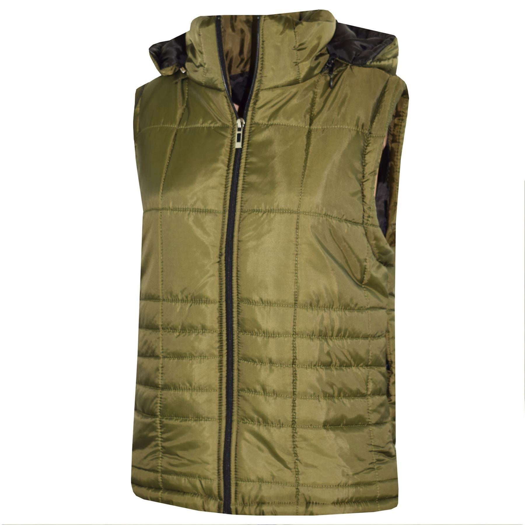 Kids Boys Puffer Quilted Hooded Sleeveless Olive Jacket