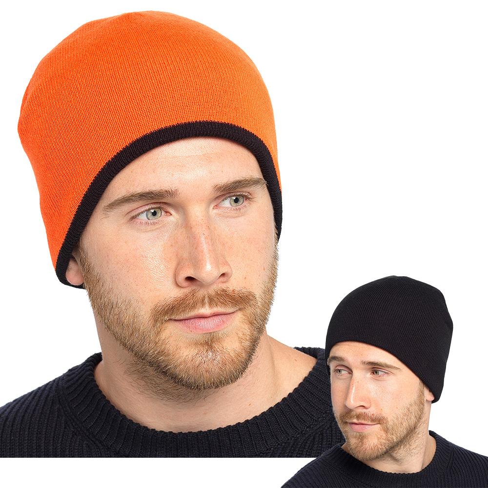 A2Z Mens Reversible Hat Beanie Soft Feel Stretchy Cold Weather Winter Warm Hats