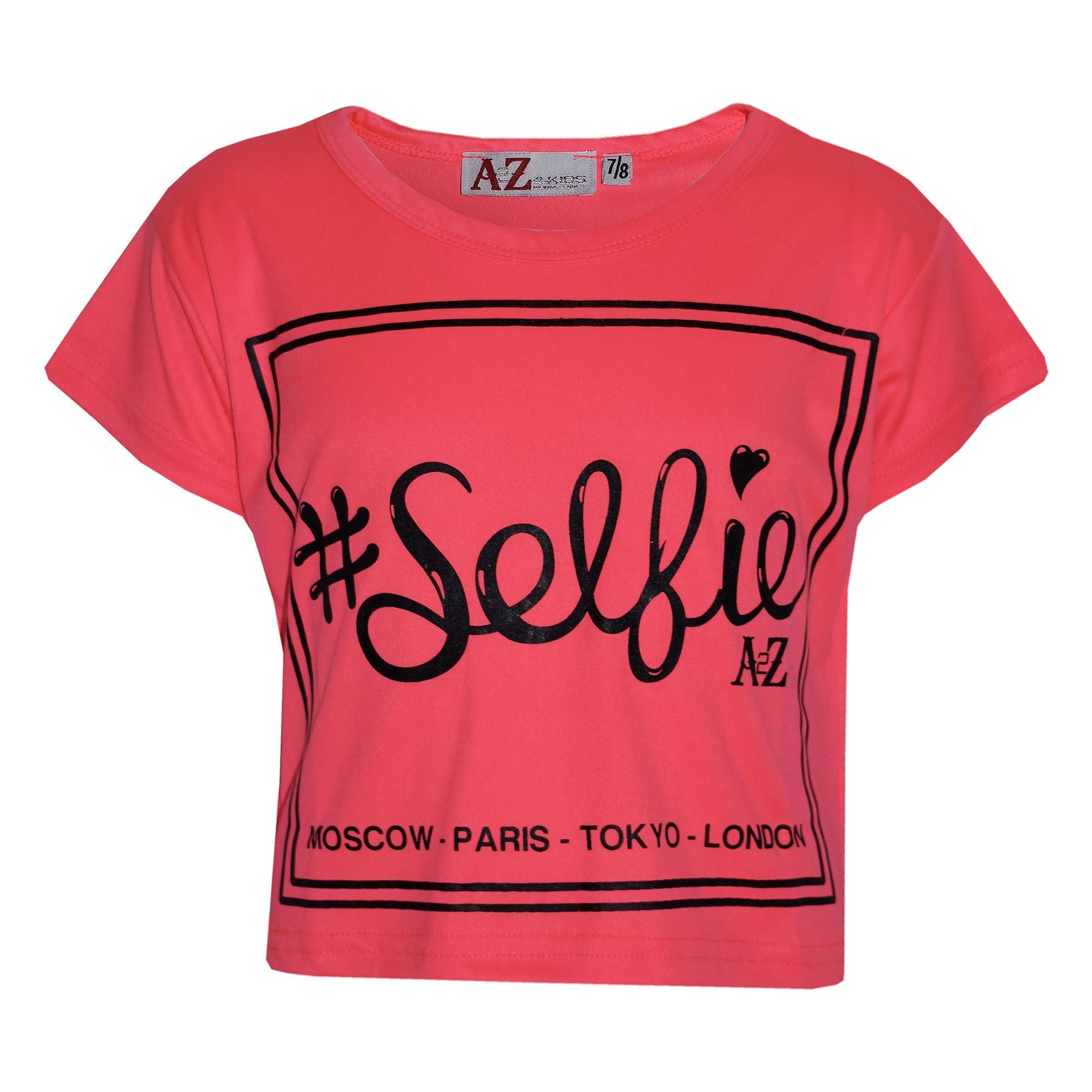 Girls Top Kids #Selfie Print Stylish Crop Top & Fashion Legging Set 7-13