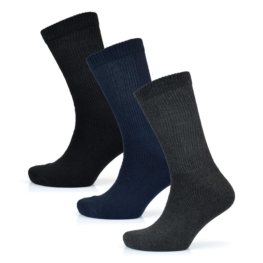 A2Z Mens Diabetic Non-Elastic Comfortable 3 Pack Soft Extra Wide Top Grip Socks