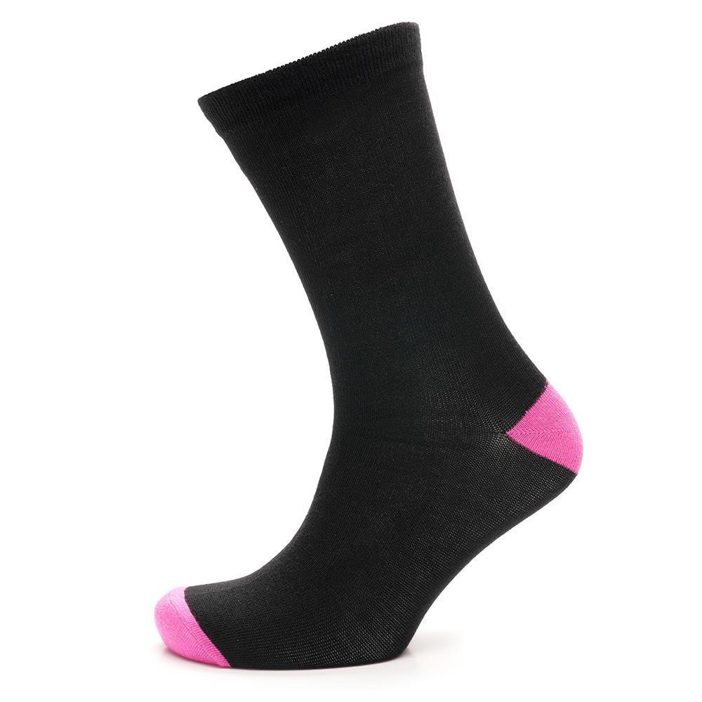 Ladies 3 Pack Black Heel & Toe Pattern Stripe Spot Novelty Drinks Cakes Design