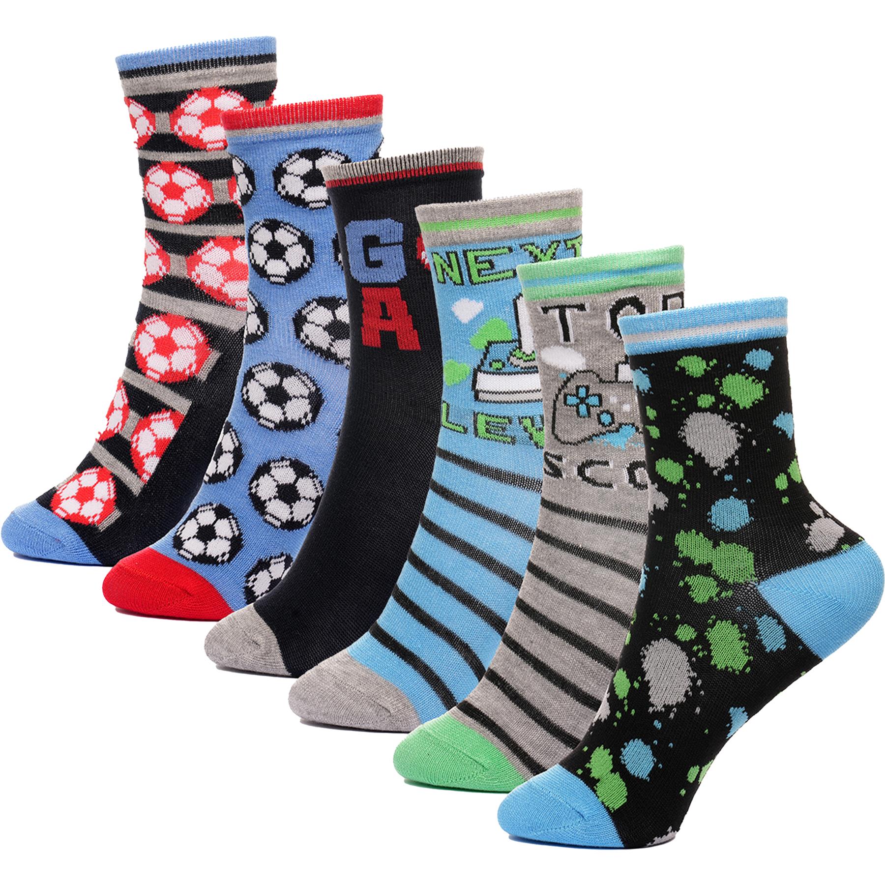 A2Z 4 Kids Boys 6 Pack Football Game Striped Comfortable Premium Athletic Socks