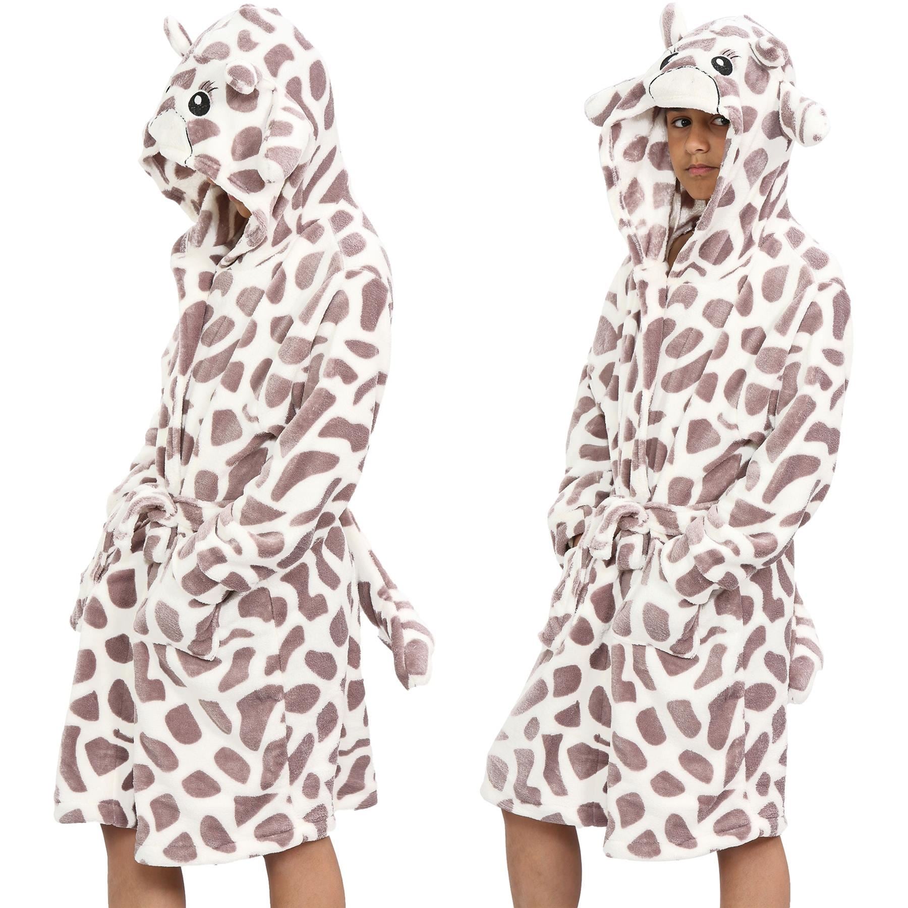 Kids Girls Boys Super Soft 3D Giraffe Animal Hooded Bathrobe