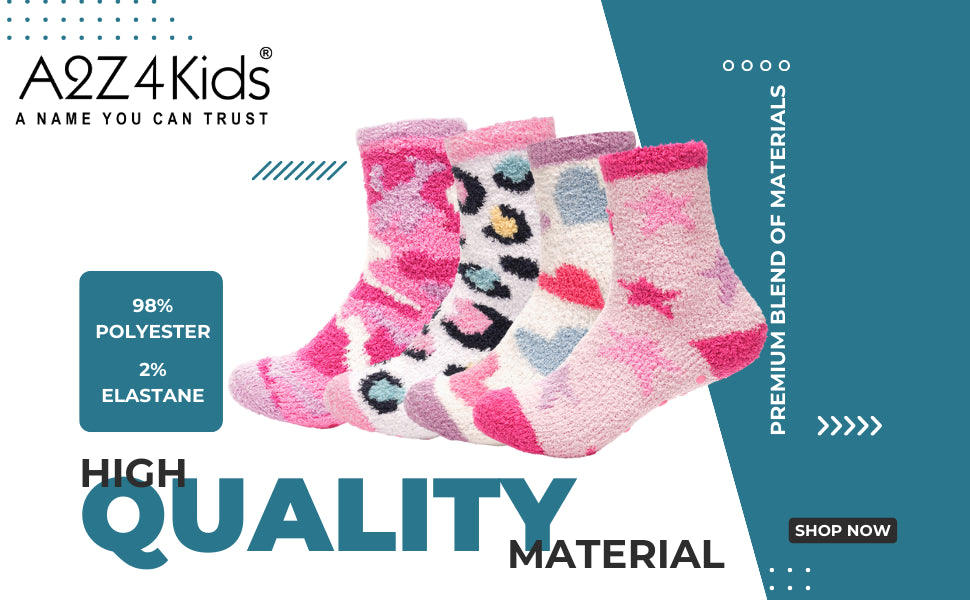 Kids Girls Cosy Socks Non-Skid Gripper Pack of 2 Super Soft Fluffy Slipper Socks