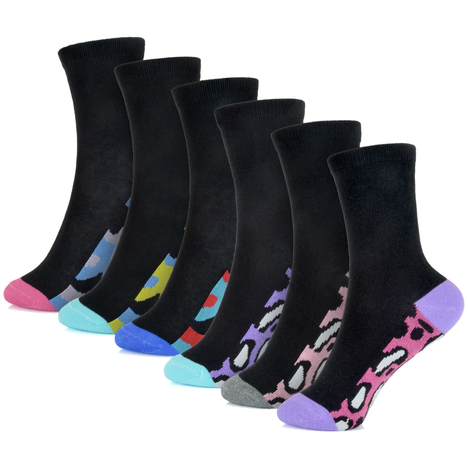 Kids Girls Camouflage Heel & Toe Socks Black Camo Socks Pack of 3 Kids Footwear