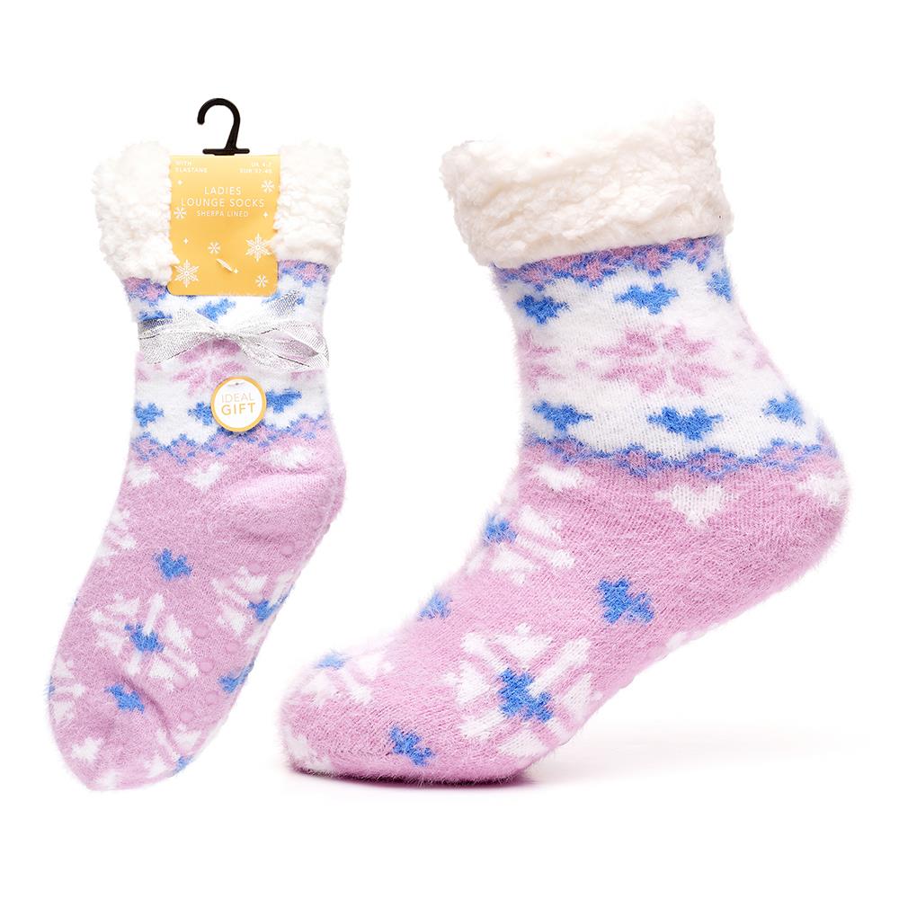 A2Z Ladies Super Soft Fairisle Bed Cosy Fluffy Socks With Sherpa Lining Socks