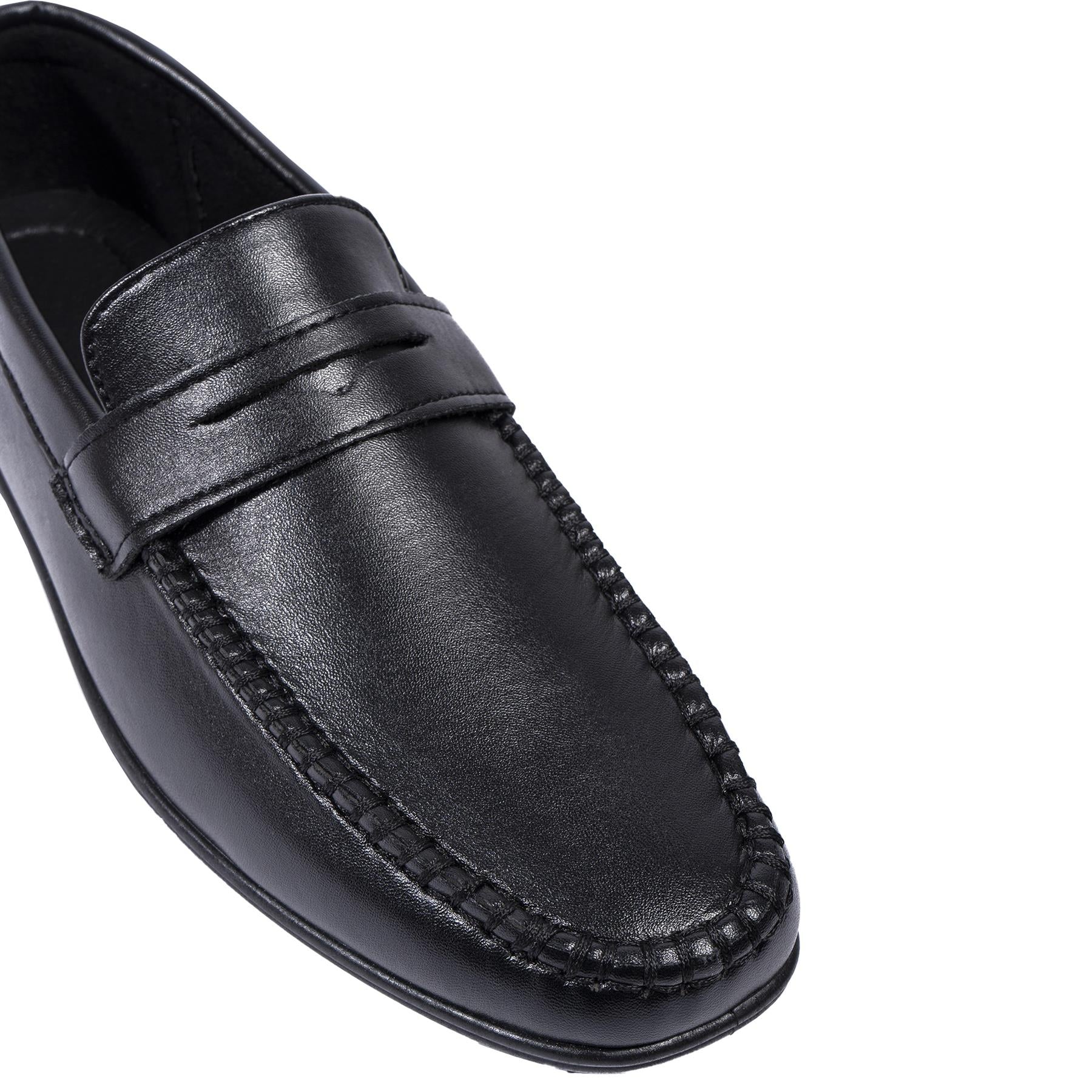 A2Z Mens PU Leather Shoes Easy Slip On Loafer Black To School College Work Formal Shoes