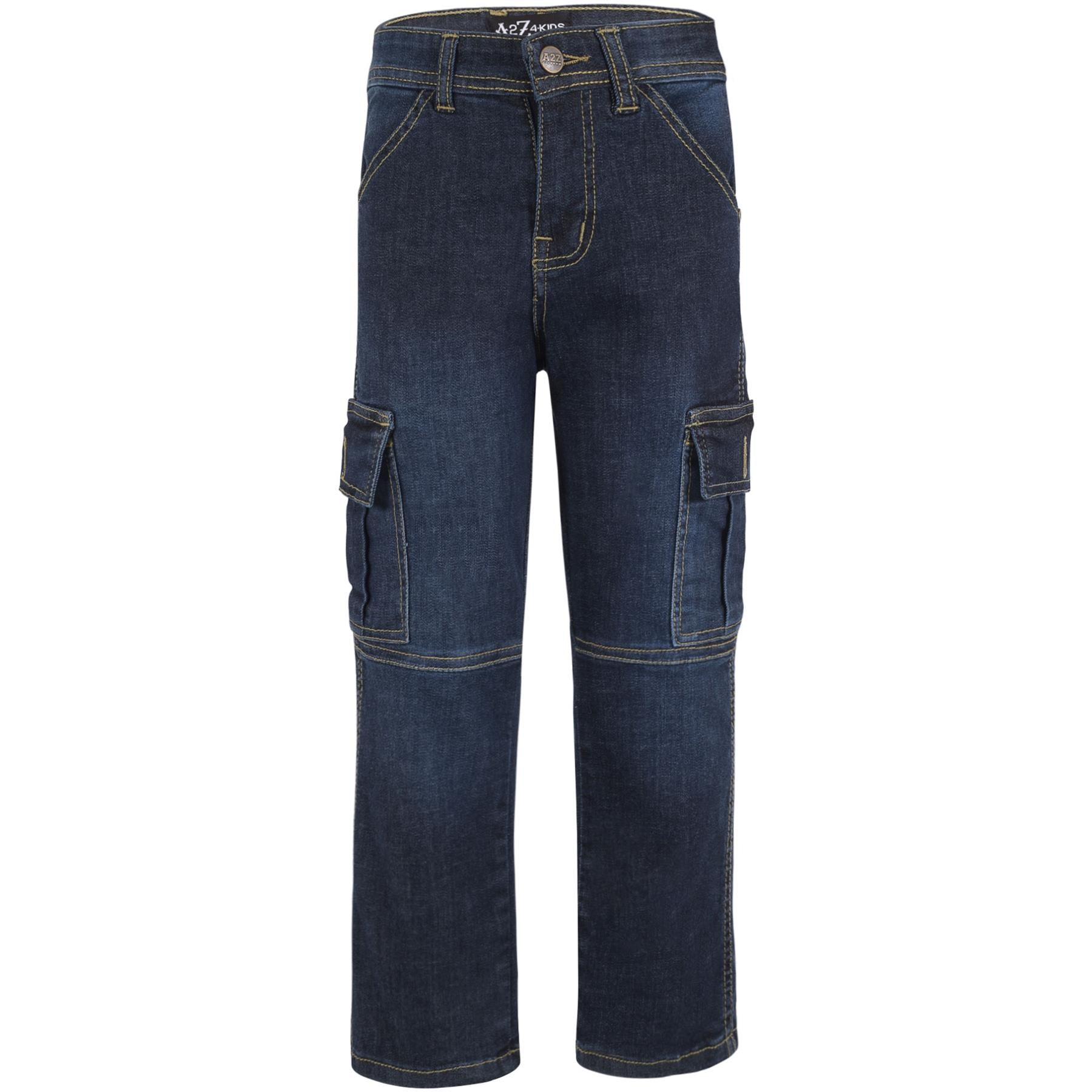 Kids Boys Cargo Denim Pant Stylish 6 Pocket Denim Jeans Stretchy Comfort Pant