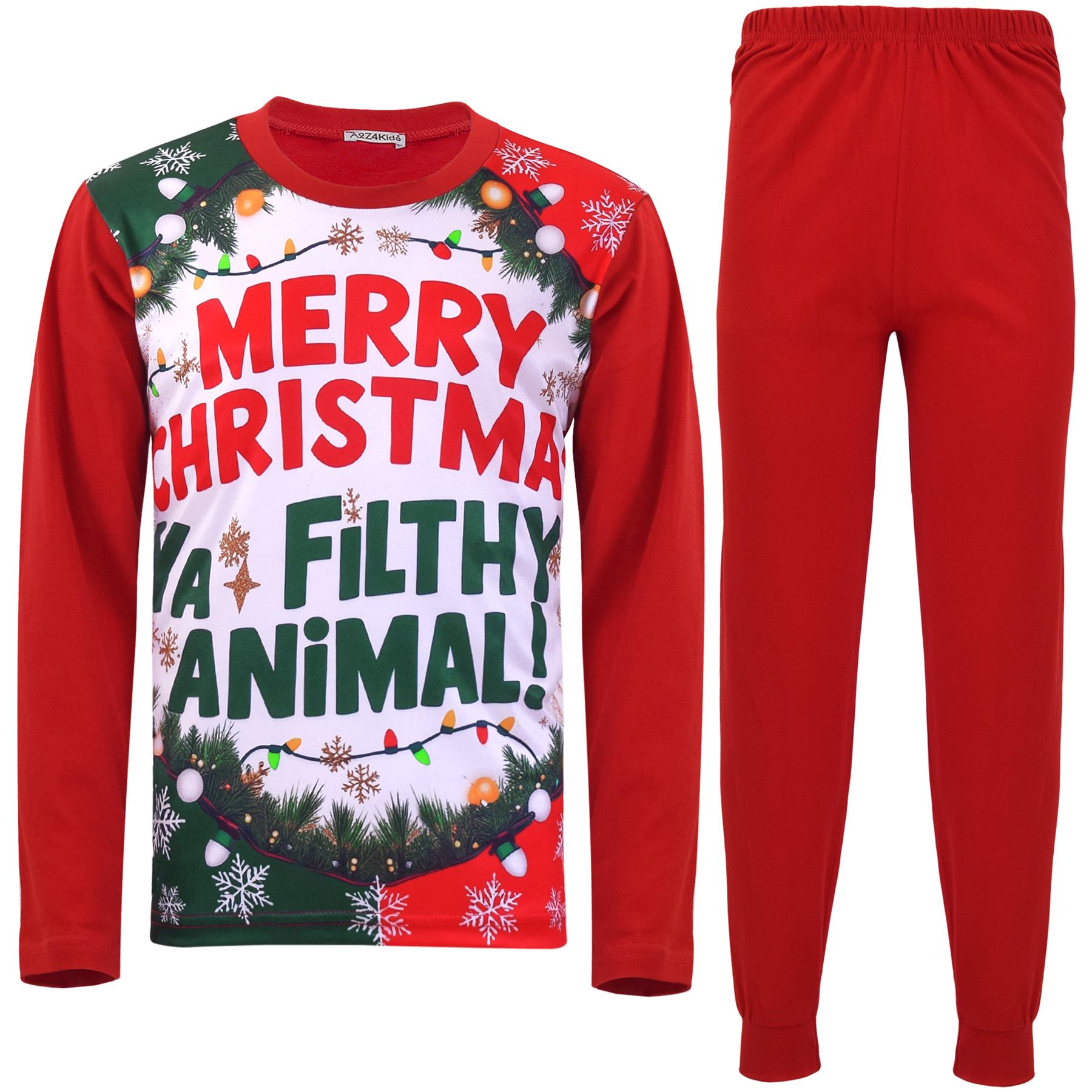 A2Z Men Women Pyjama Set Merry Christmas Ya Filthy Animal Xmas Sleepwear Set