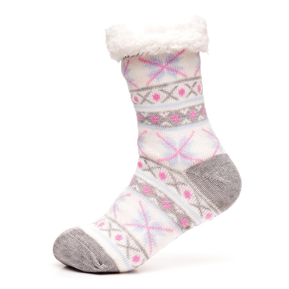 A2Z Ladies Fairisle Lounge Socks With Sherpa Lining Gripper Anti Slip Women Sock