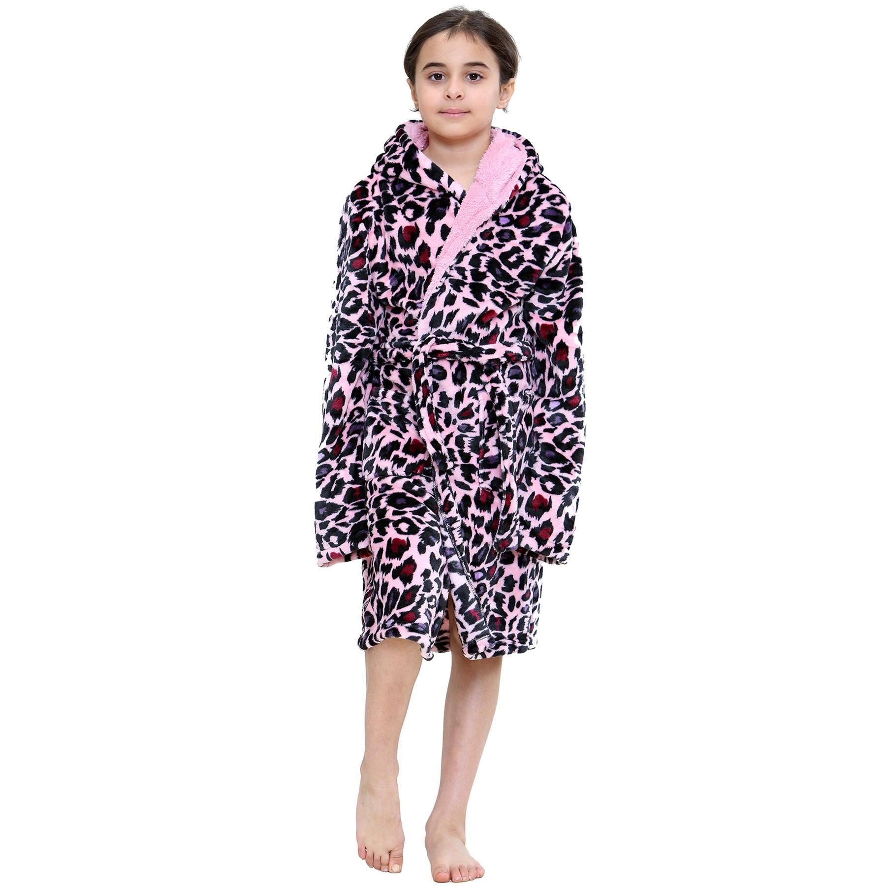 A2Z 4 Kids Soft Leopard Print Bathrobe Dressing Gown