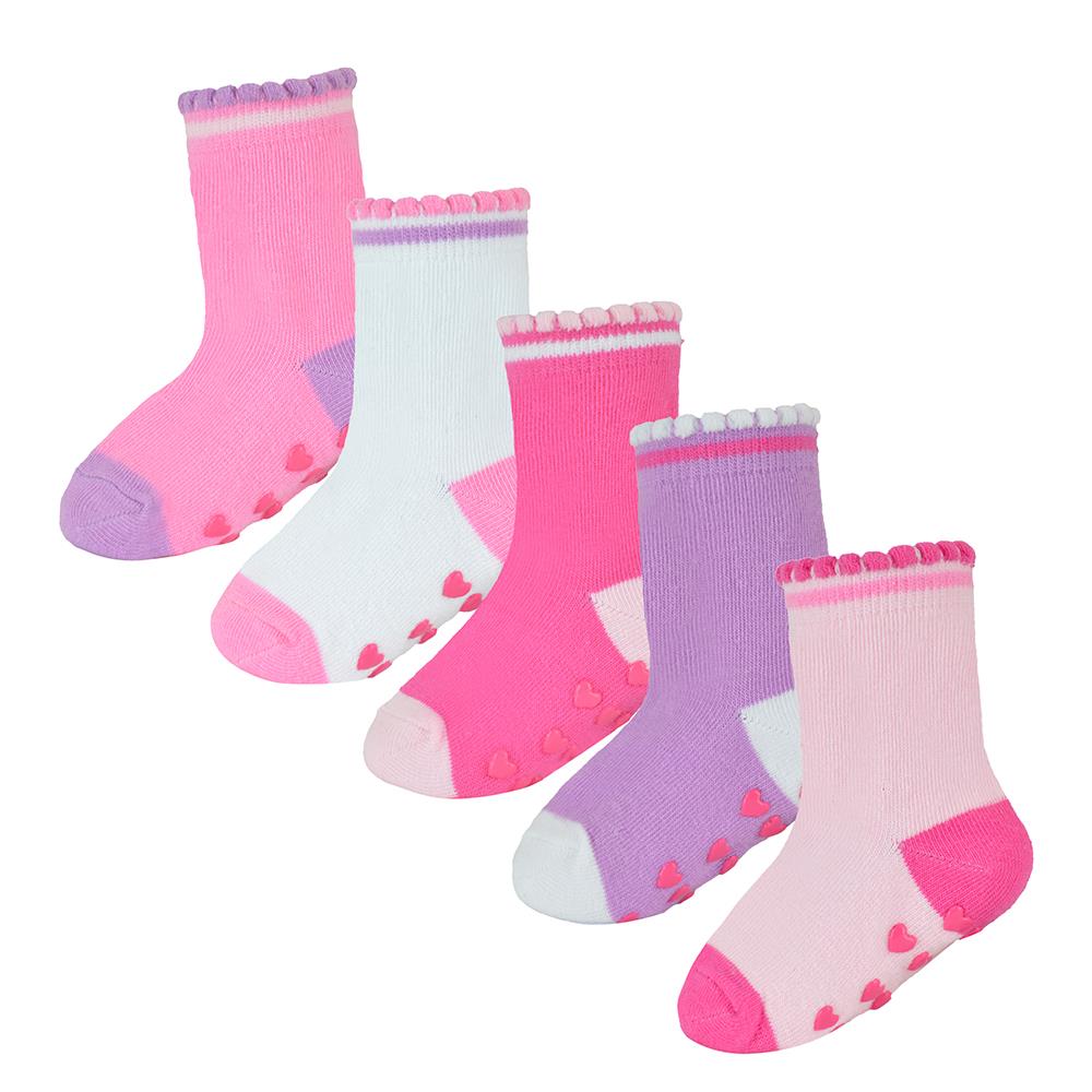 Infant Baby Boys Heel and Toe Socks With Gripper Pack of 5 Kids Newborn Socks