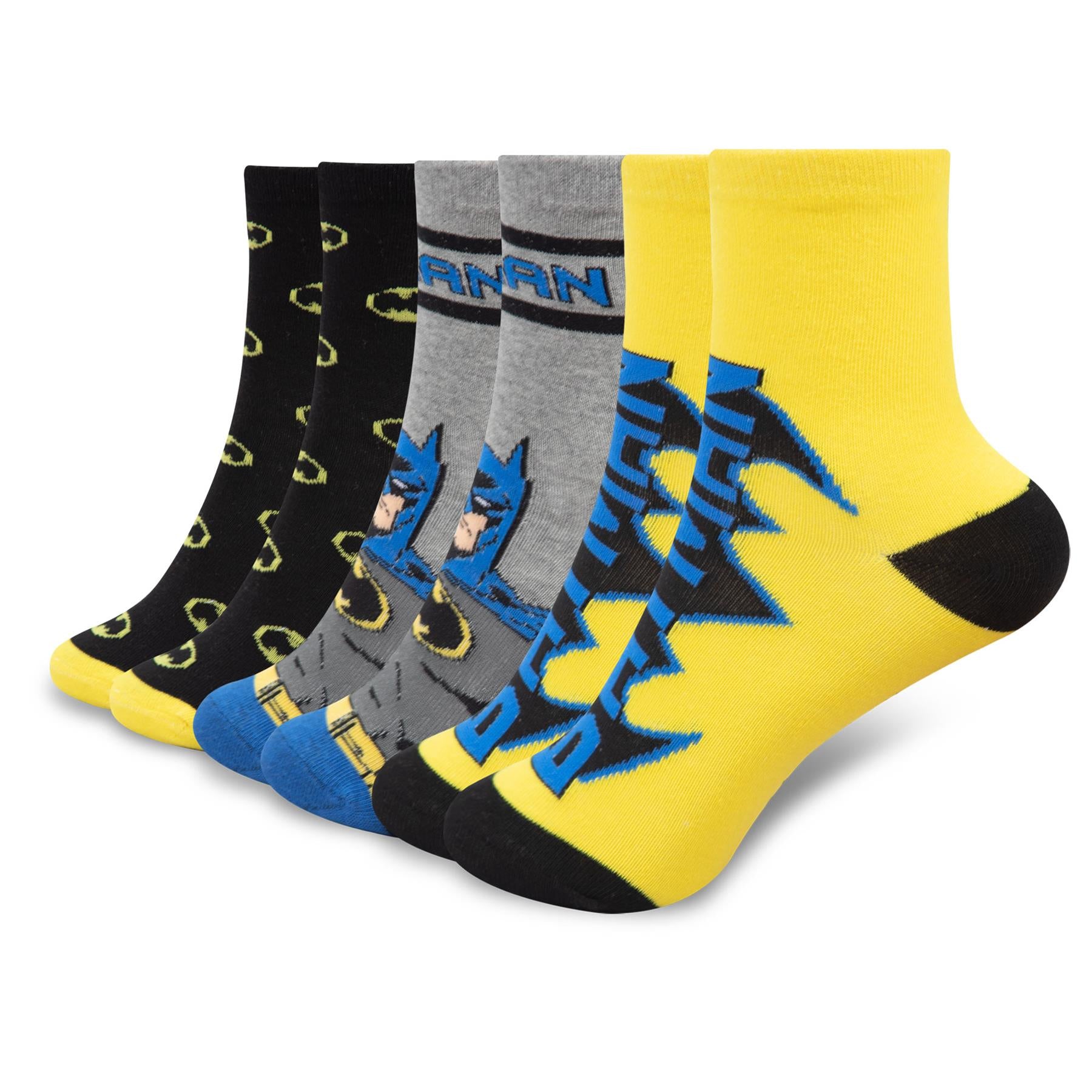 Kids 3 Pack Boys Socks Batman Ankle Socks Officially Licensed Soft Footwear Sock