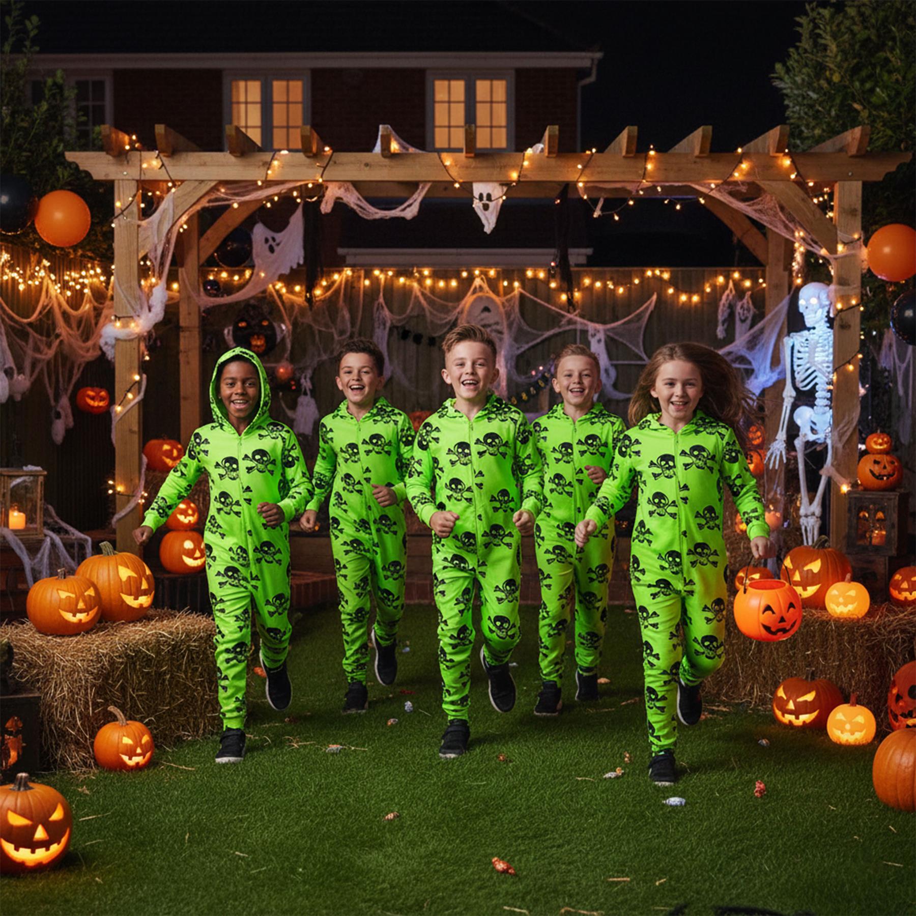 Kids Girls Boys One Piece Halloween Print Onesie