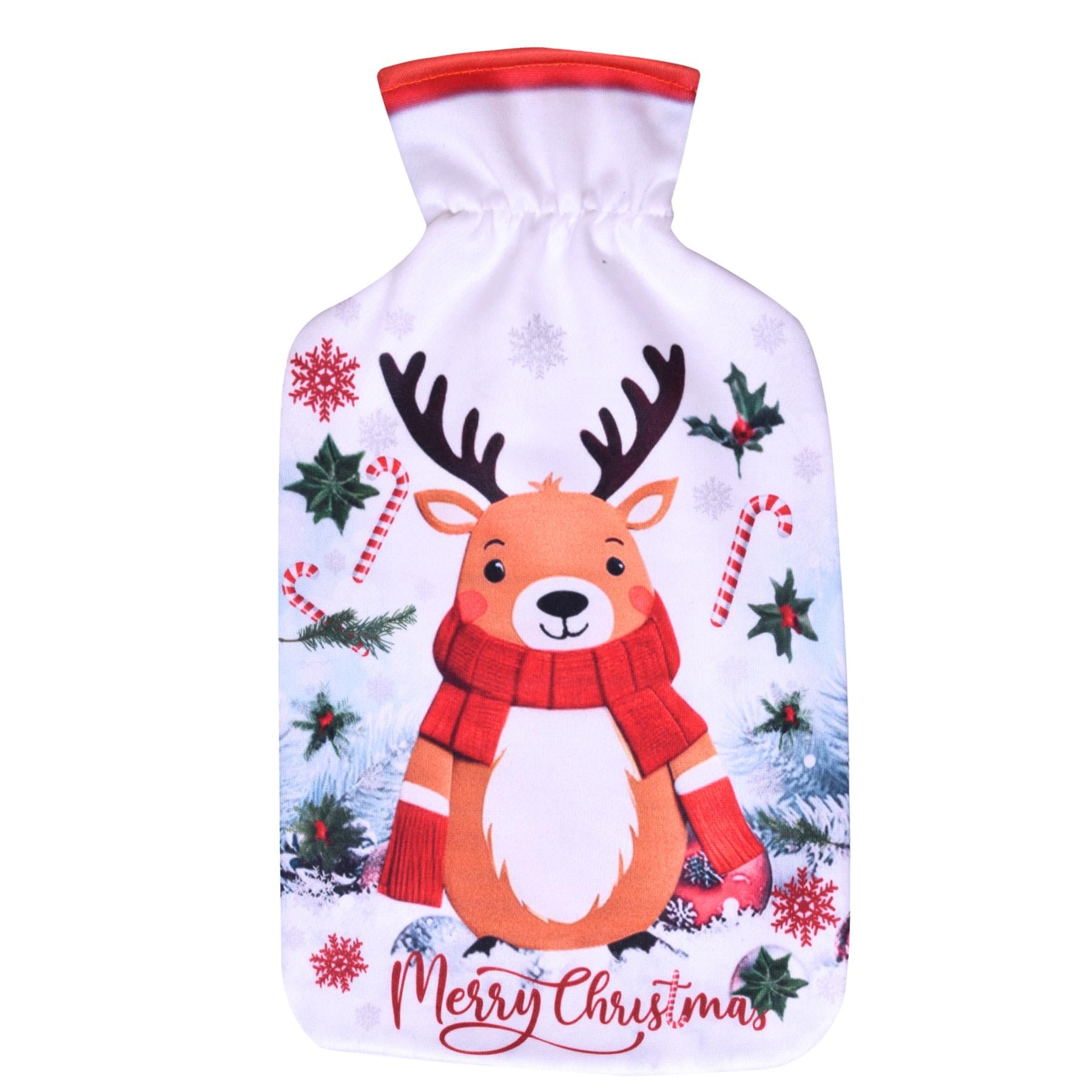 Merry Christmas Novelty Reindeer Hot Water Bottles 2L Pain Relief Heat Therapy