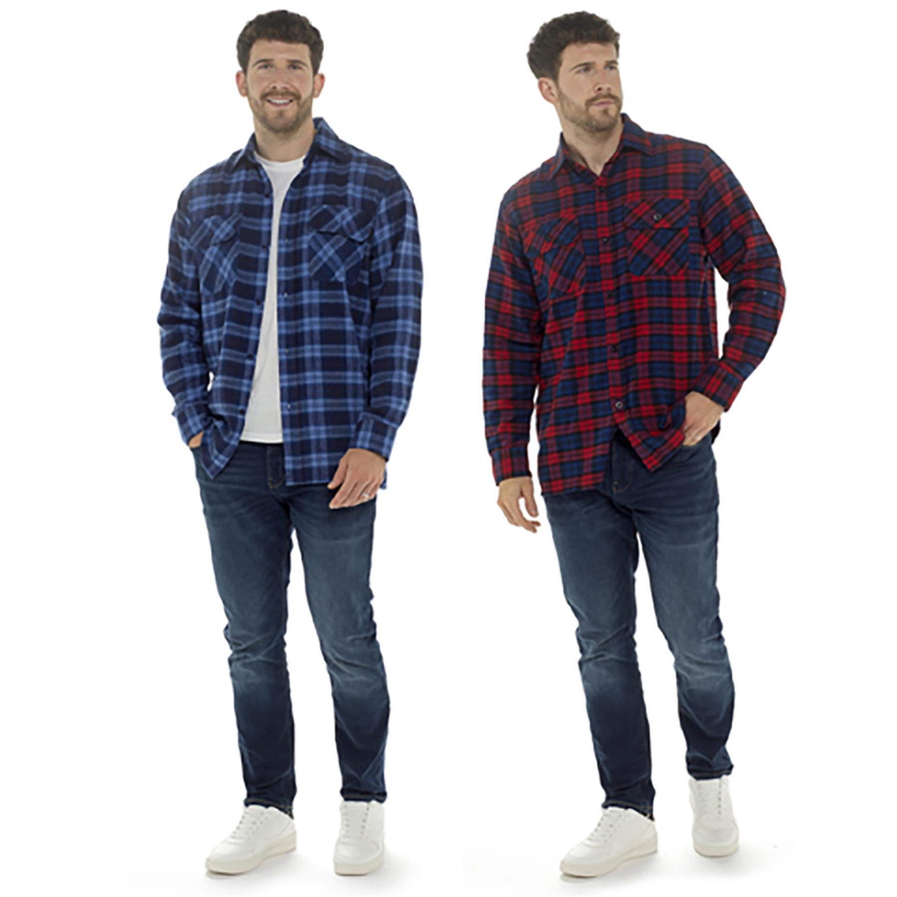 A2Z Mens Shirt Yarn Dyed Quilted Check Shirt Lumberjack Outside Brushed Shirt