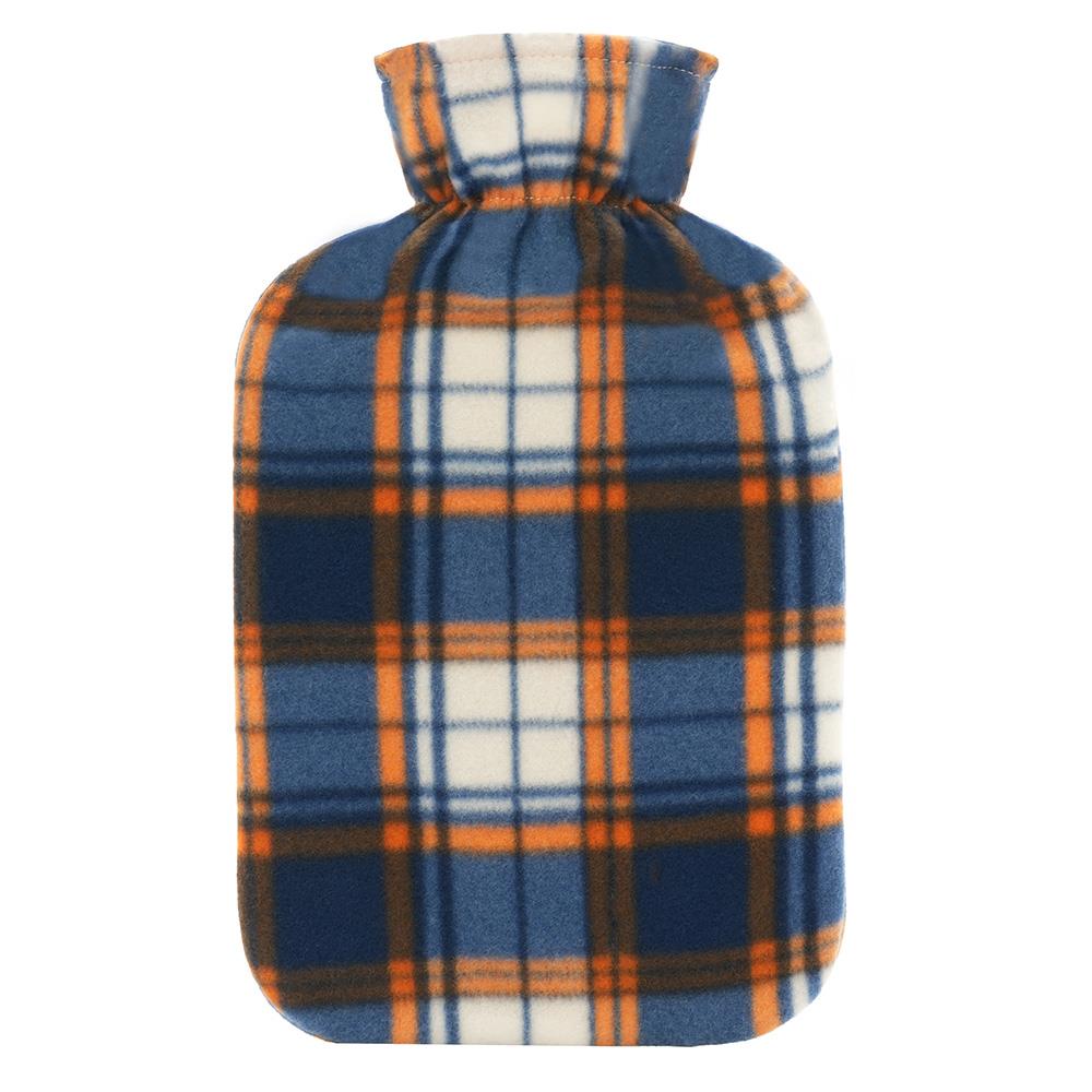 A2Z Hot Water Bottle 2 Litre Tartan Print Fleece Cover Rubber Hot Water Bag