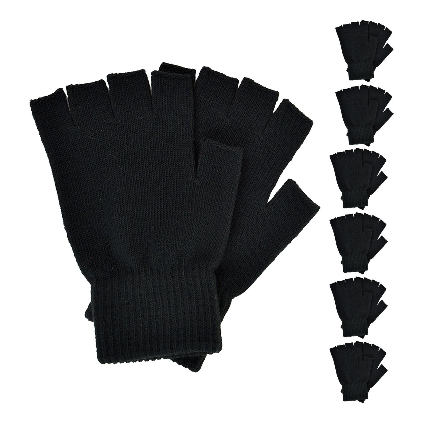 Mens Gloves Thermal Warm Winter Touchscreen Fingerless Magic Half Finger Mittens