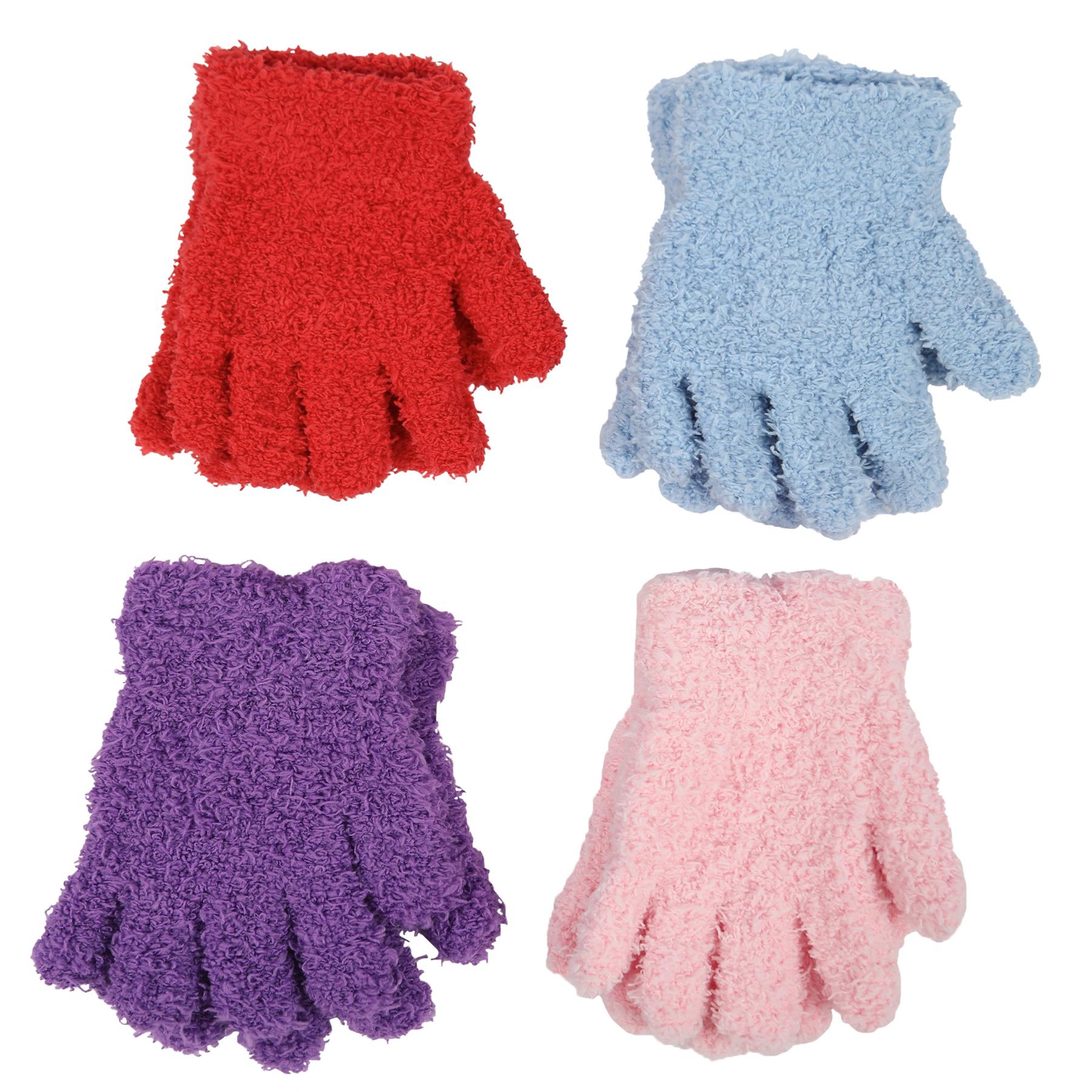 Kids Girls 4 Pack Thermal Snow Soft Magic Winter Gloves One Size Warm Mittens
