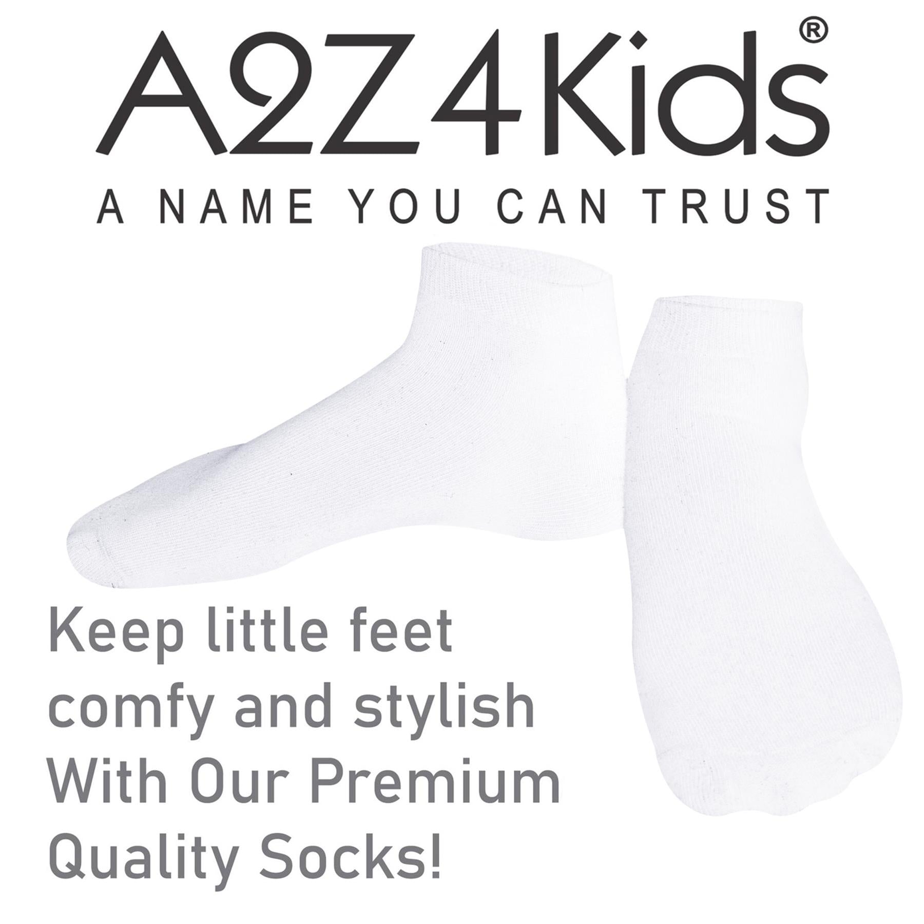 A2Z 4 Kids Girls Boys Socks 6 Pack Plain Ankle Cotton Back to School Socks